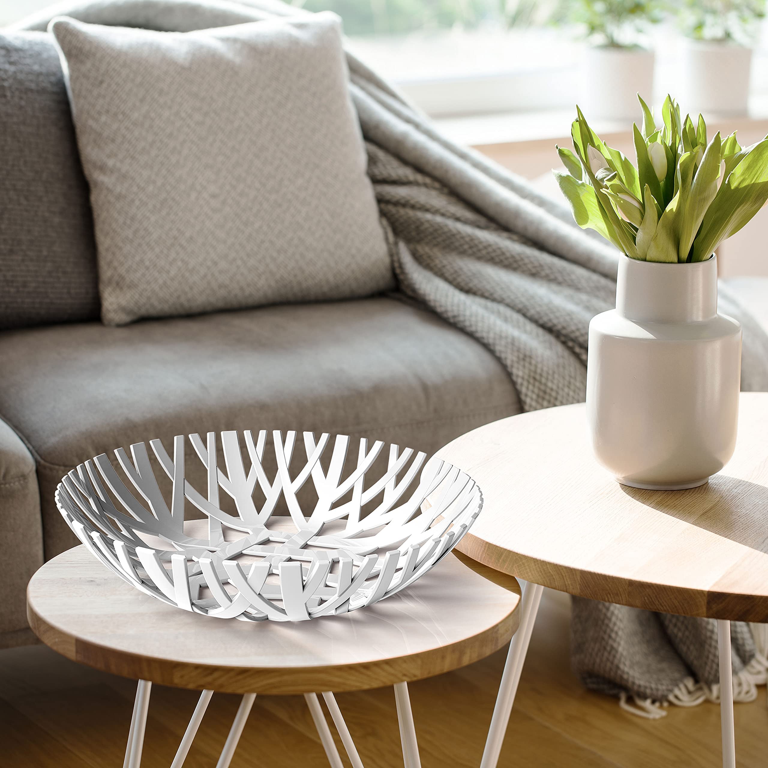 Premium White Mueller Fruit Basket - Modern European Made Decorative Bowl for Kitchen Counter, Dining Table & Home Decor - Elegant Centerpiece for Fruits, Vegetables & Display