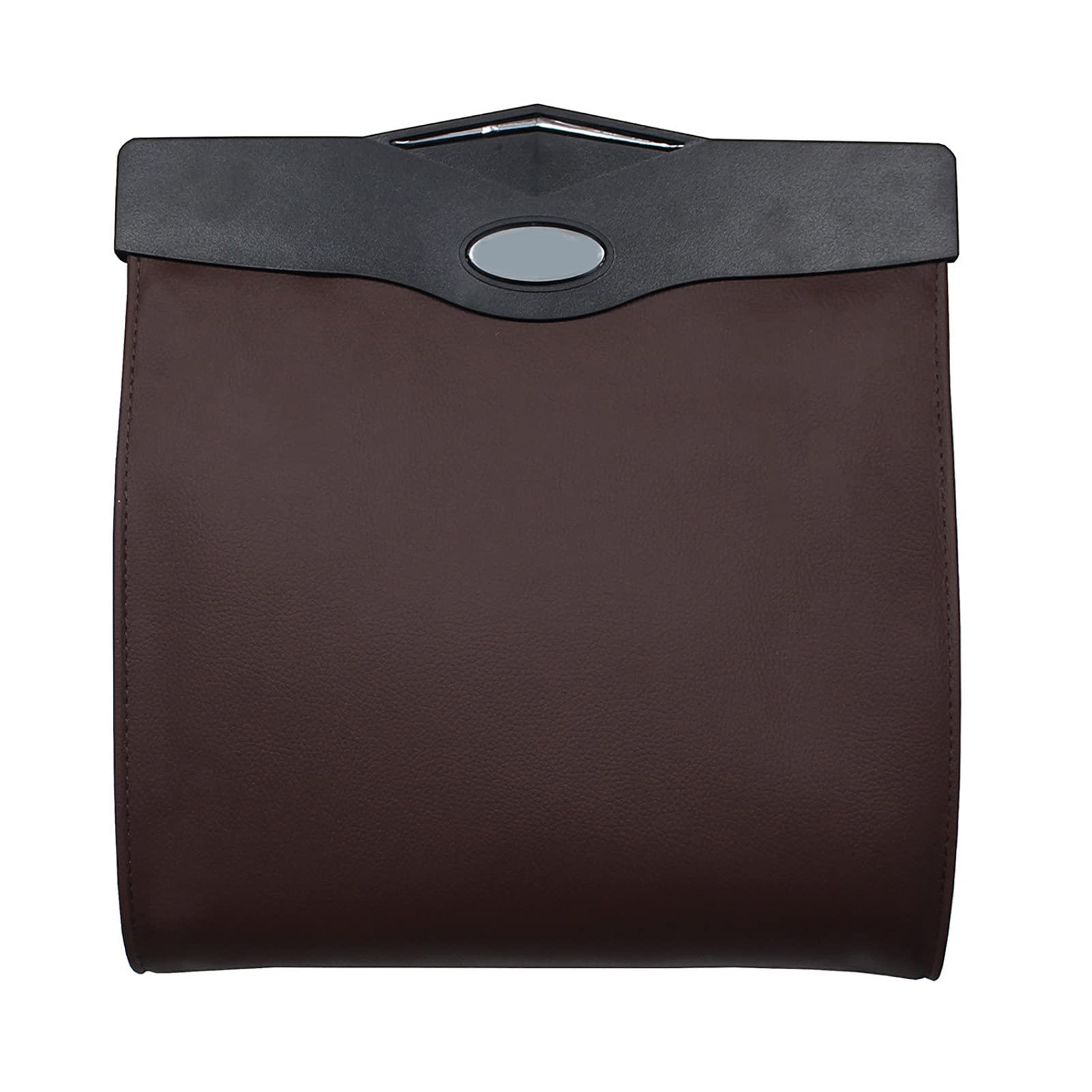 KGJQ Magnetic Closure Hanging Car Trash Can - Brown Vehicle Seat Back Organizer with Light for Home & Outdoor Use | Perfect for Road Trips, Camping & Daily Commute