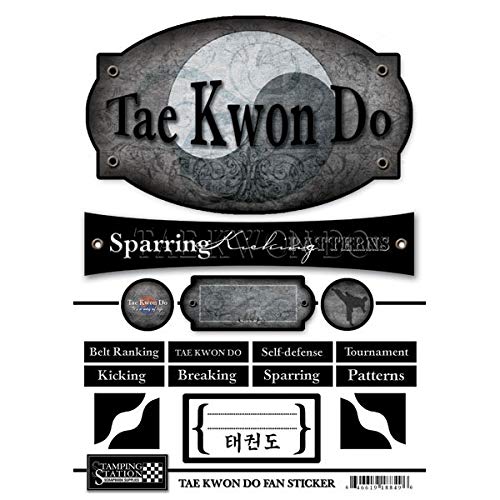 Scrapbook Customs 18514 Tae Kwon Do Fan Stickers and Brads - Martial Arts Scrapbooking Supplies for DIY Albums, Cards & Crafts | Perfect for Taekwondo Lovers, Students & Instructors
