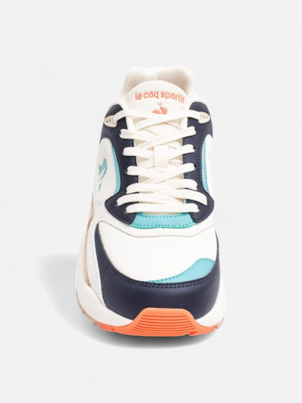 Le Coq Sportif R1100 Pop White & Sky Blue Running Shoes - Lightweight Comfort for Jogging, Gym & Casual Wear