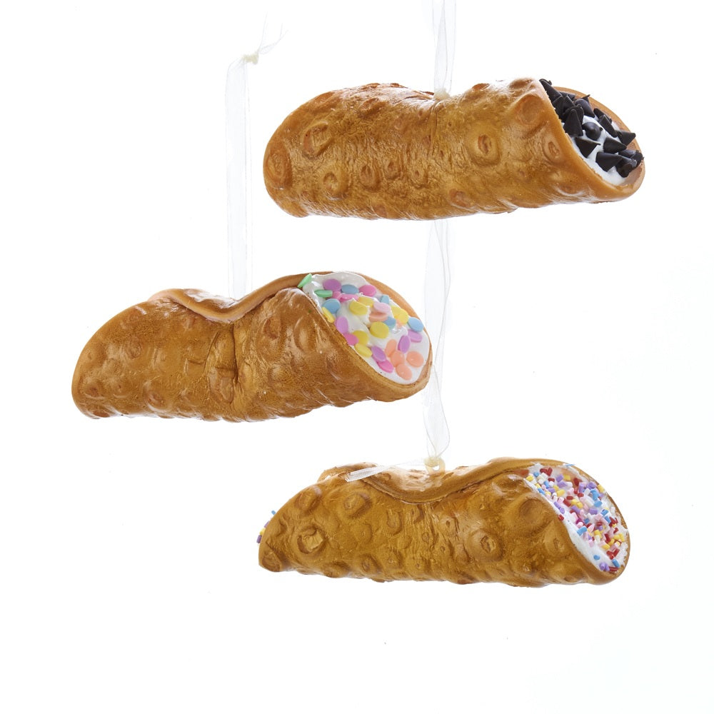 4.5-Inch Soft Imitation Cannoli Pastry Ornament - Realistic Italian Dessert Decor for Christmas Tree, Party, and Home Decoration