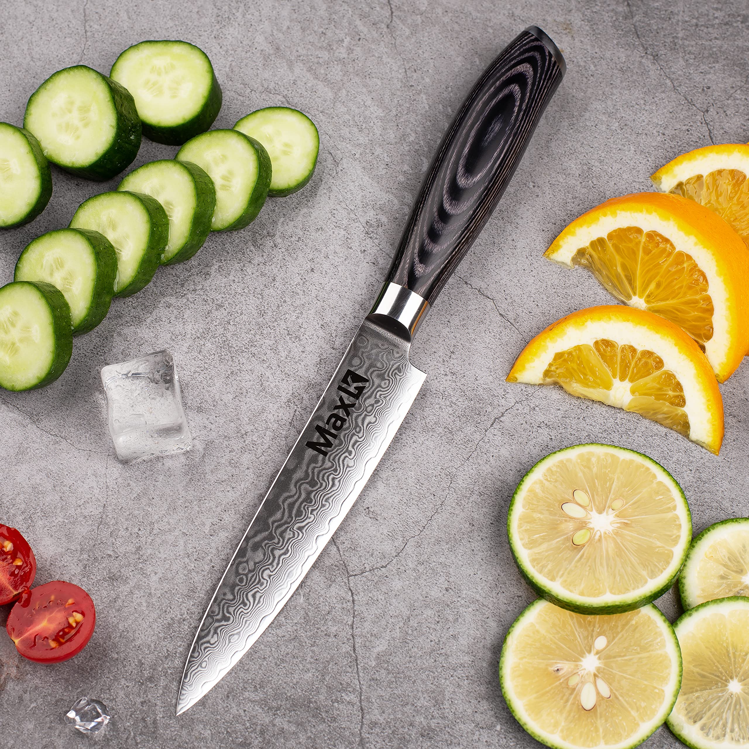 Premium 6-Piece Knife Set with Pakka Wood Handle & Free Knife Stand - Ultra Sharp 67-Layer Forged Steel Blades for Professional Chefs - Perfect for Slicing Meat, Dicing Vegetables, Chopping Fruits - Ideal for Home Kitchens, Restaurants & Culinary Gifts