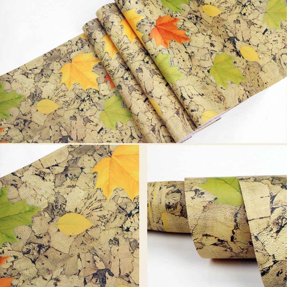 Maple Leaf Peel and Stick Wallpaper - Removable Self-Adhesive Wall Decor for Coffee Shop, Bedroom, Living Room - 10 Meter Roll - Easy DIY Home & Office Decoration