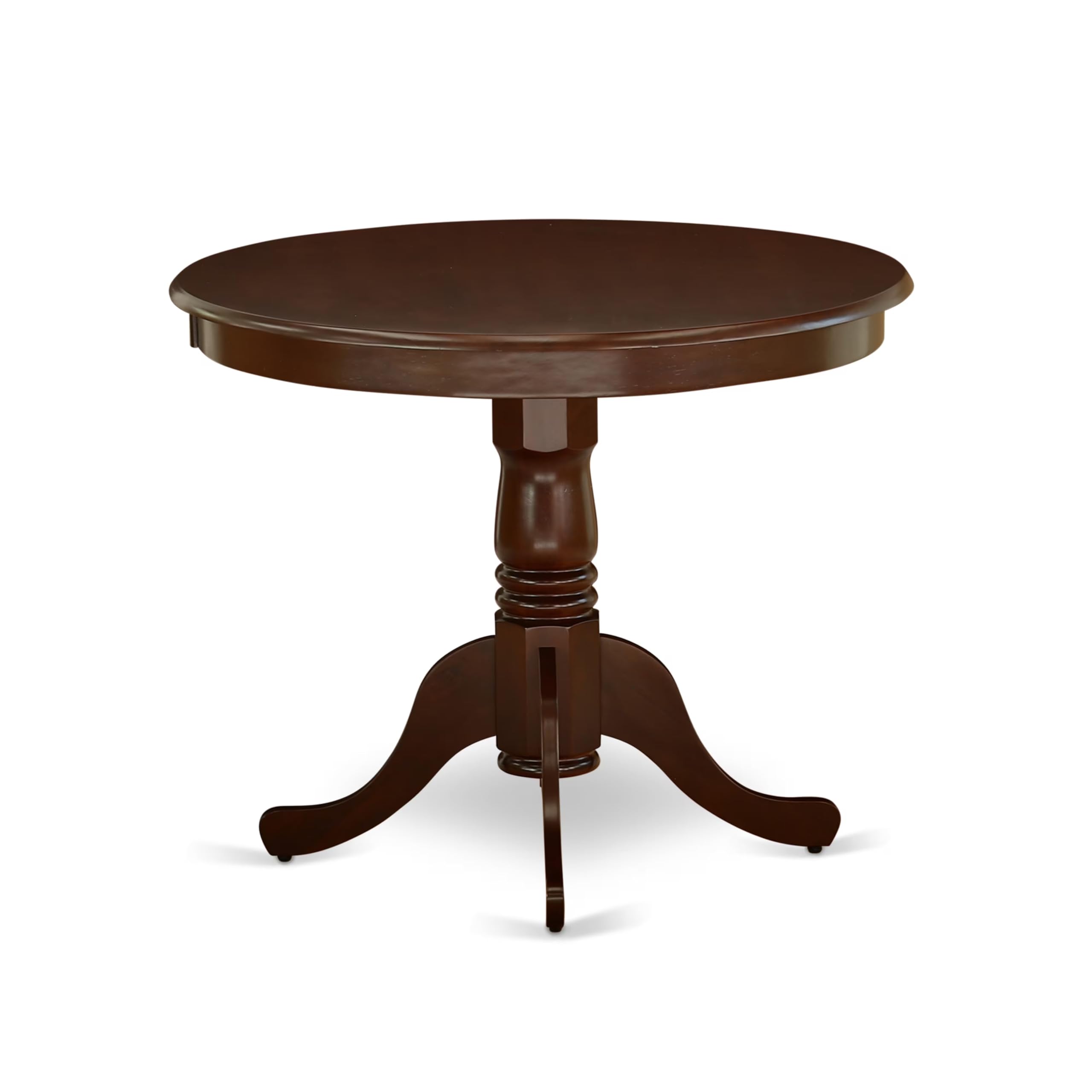 East West Furniture ANVE3-MAH-47 3-Piece Round Dining Table Set with Pedestal Base & 2 Linen Fabric Parson Chairs - 36x36 Inch, Linen White - Perfect for Small Spaces, Apartments, and Cozy Kitchens