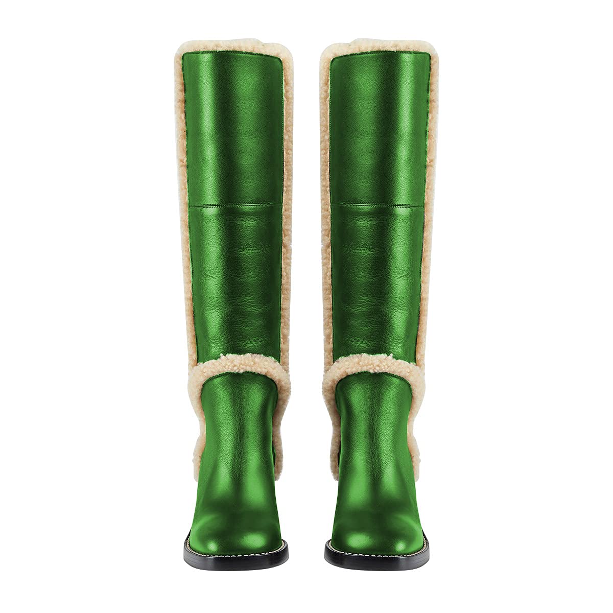 FSJ Women's Knee High Round Toe Chunky Heel Riding Boots - Winter Wool & Spring Dress Boots for Casual Outfits, Office Wear & Date Nights