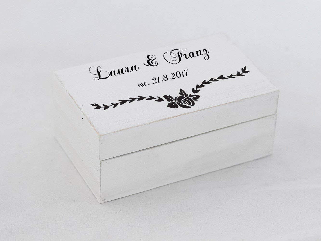 Personalized Wedding Ring Box - White Ring Holder for Ceremonies & Proposals