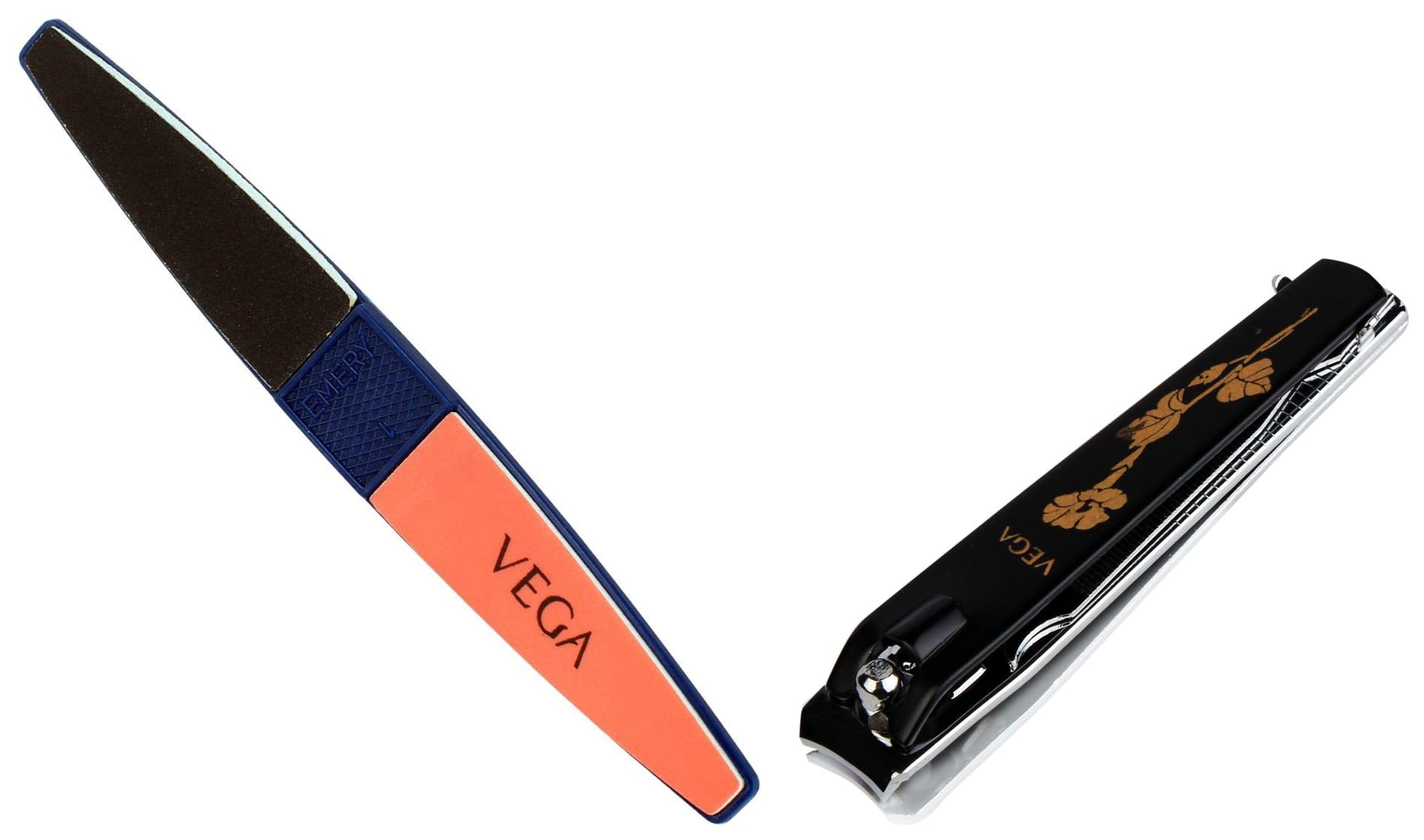 Premium Vega Nail Buffer & Large Nail Clipper Set (1-Piece, Black) - Professional Manicure Tools for Home & Salon Use