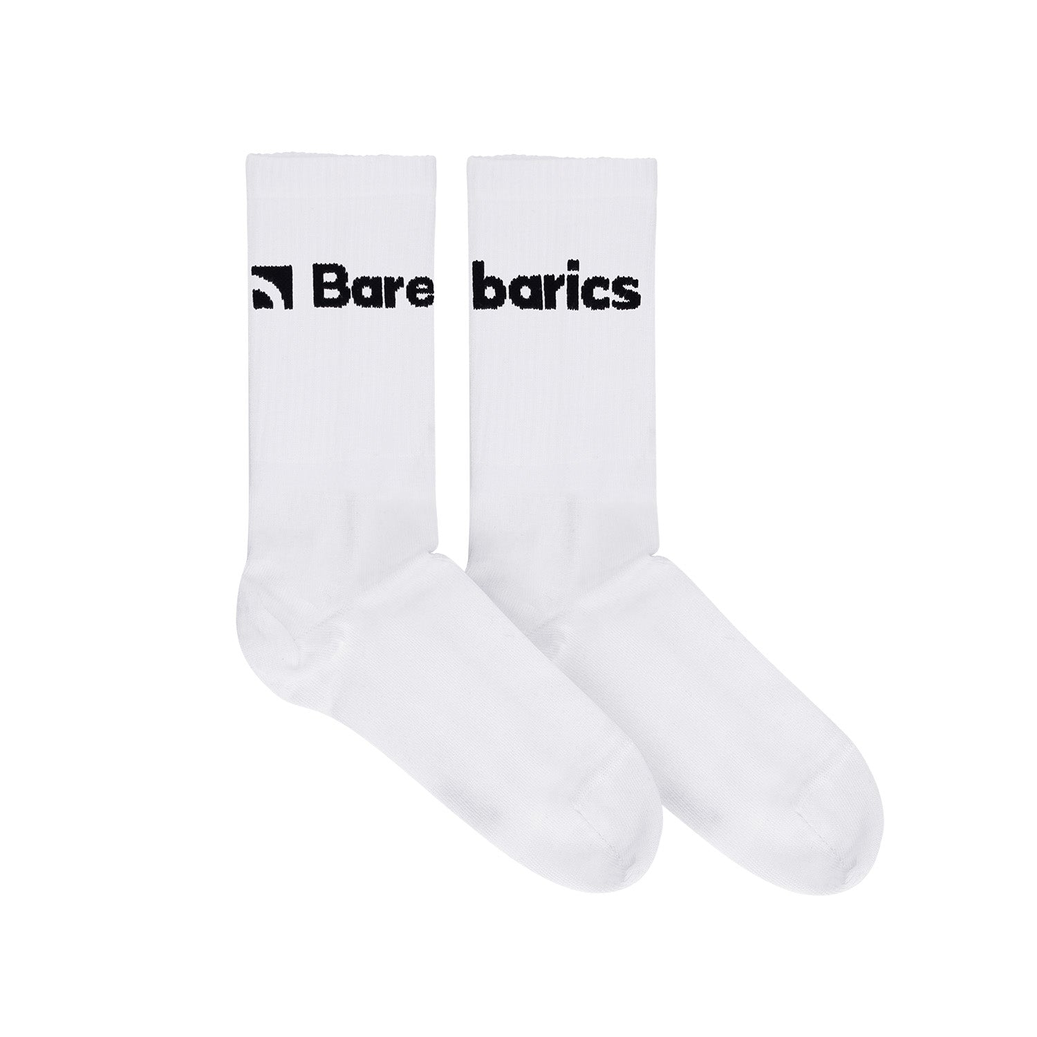 Barebarics Barefoot Socks for Men & Women - Crew Length, White with Big Logo - Perfect for Yoga, Running & Minimalist Shoes
