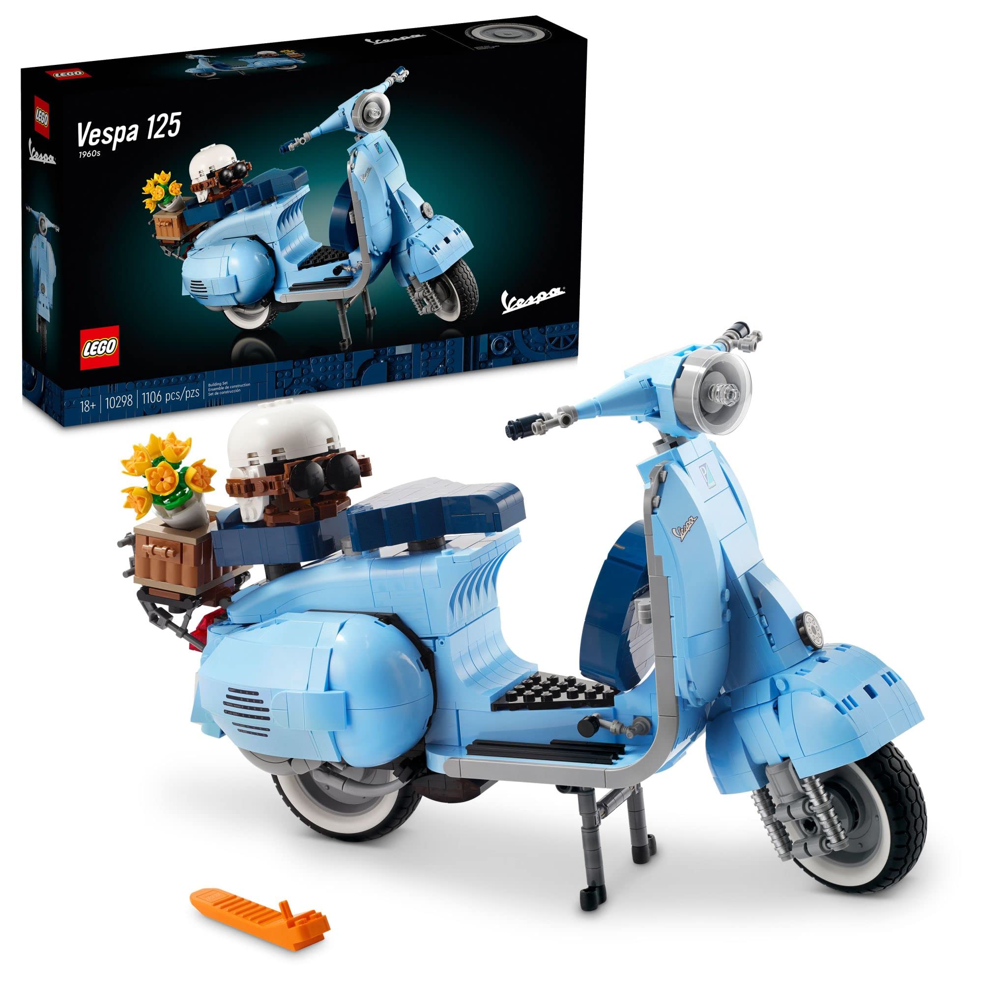 LEGO Icons Vespa 125 Model Building Kit for Adults - Vintage Italian Scooter DIY Craft Set with Kickstand - Perfect Gift for Men & Women Ages 18+ - Build & Display Your Own Classic Vespa Scooter Model - Great for Home Decor, Office Display & Collectors