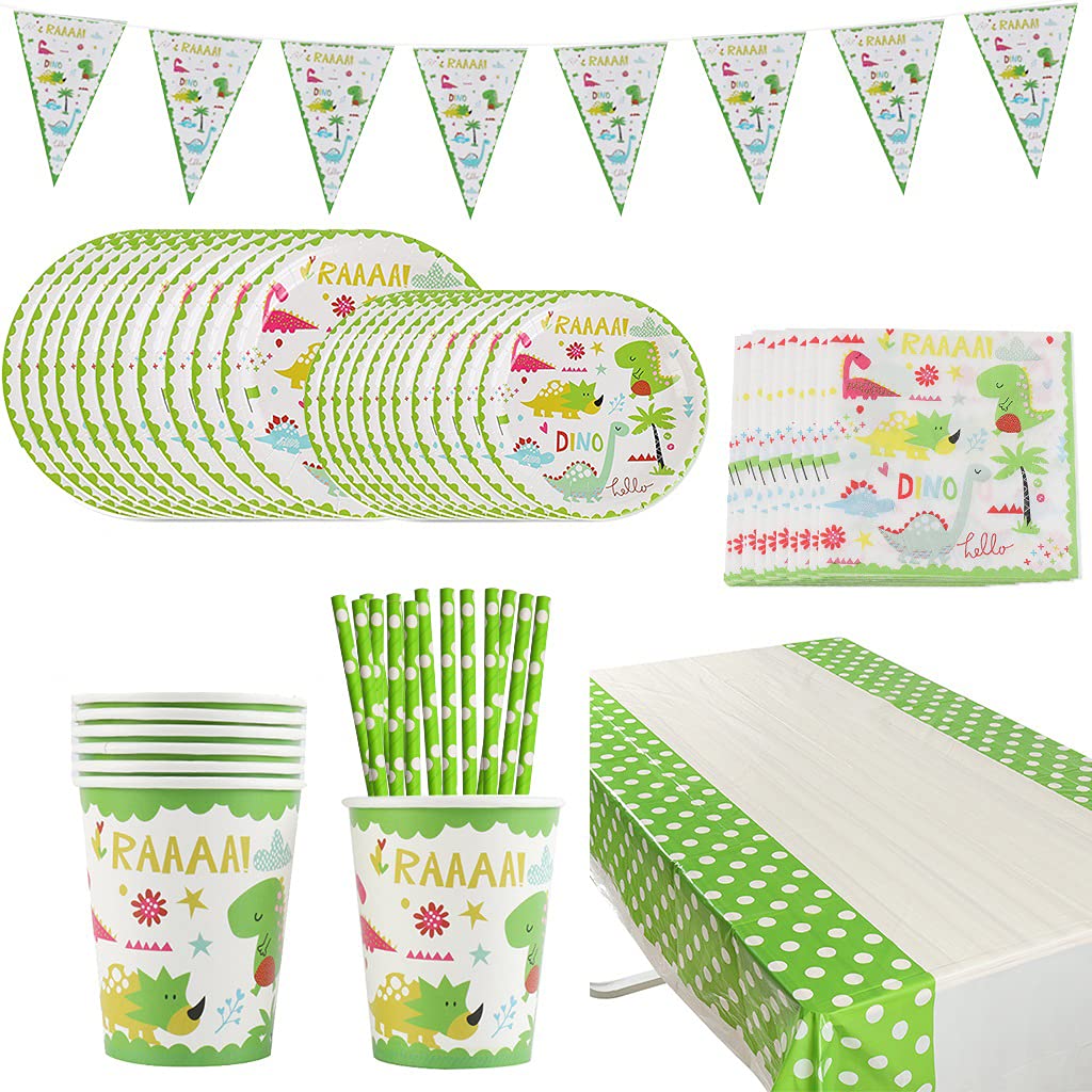 **Amycute 62-Piece Dinosaur Disposable Tableware Set - Dinosaur Party Supplies for Birthday, Baby Shower & Themed Events - Serves 12 - Perfect for Kids' Parties, Dinosaur-Themed Decorations & Fun Gatherings**