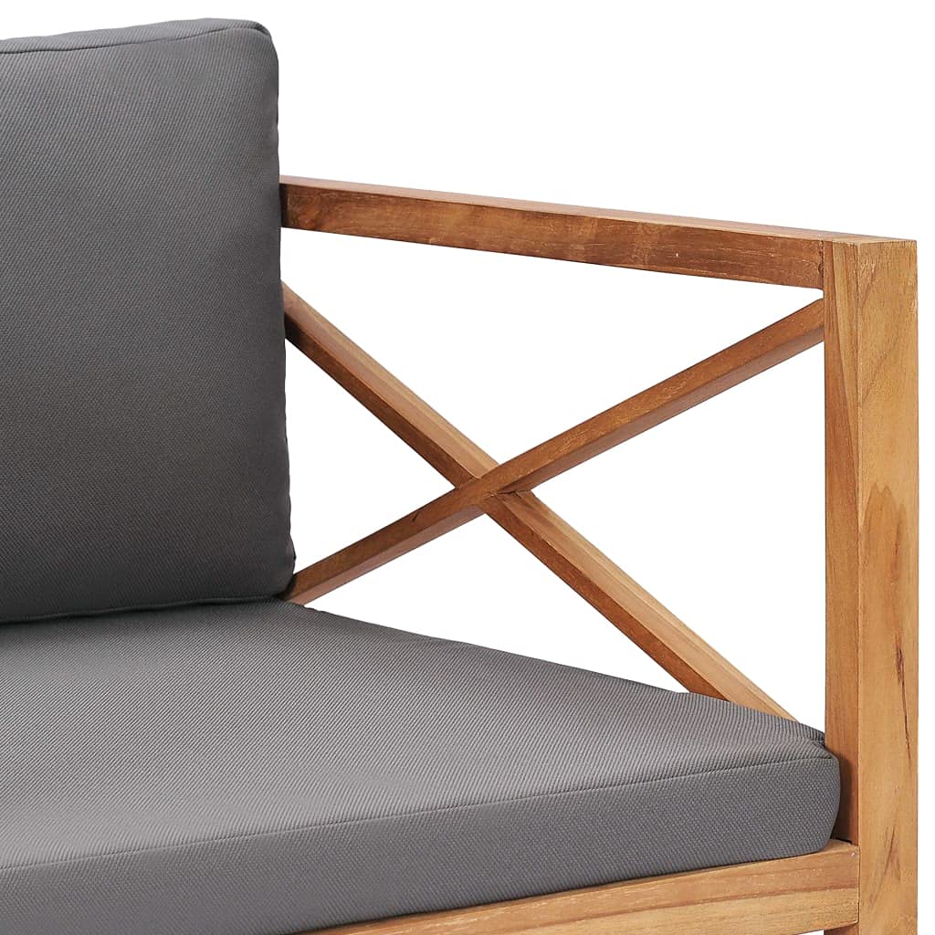 Premium Solid Teak Wood Patio Chair with Dark Gray Cushion - Weather-Resistant Scandinavian Style Outdoor Furniture - Perfect for Garden, Poolside & Backyard Relaxation