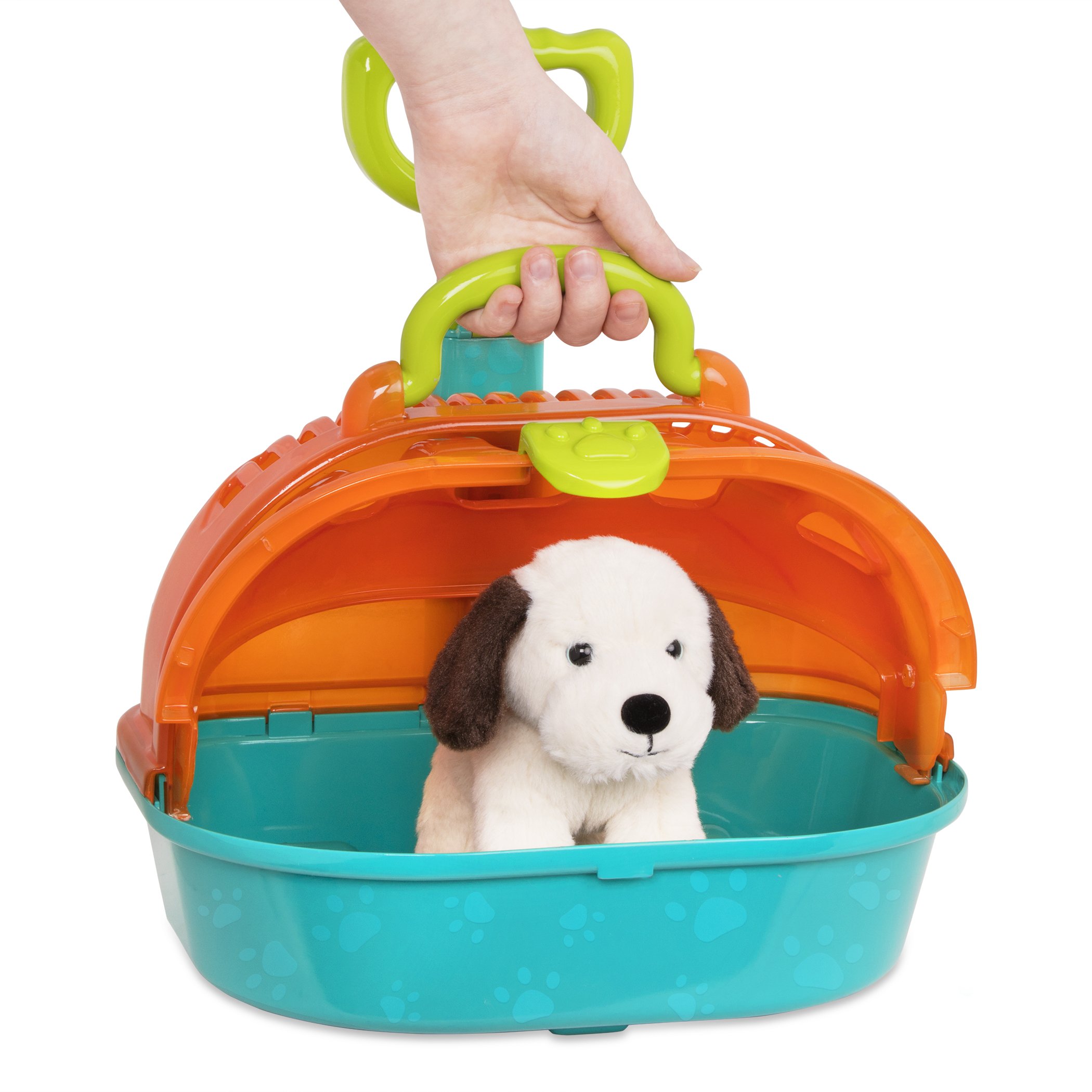 Battat Rolling Pet Carrier - Plush Dog Toy & Animal Hospital Playset - Pretend Vet Kit for Toddlers 2 Years and Up - Pup & Go Vet Carrier - Perfect for Imaginative Play, Vet Role-Playing, and Early Learning Activities