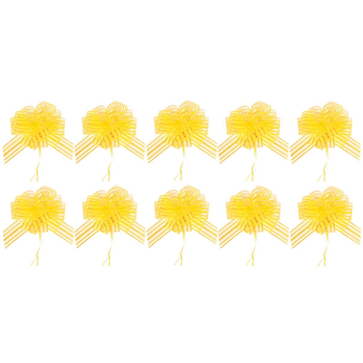 NUOBESTY 10Pcs Yellow Pull Bows for Gift Wrapping & Wedding Decor