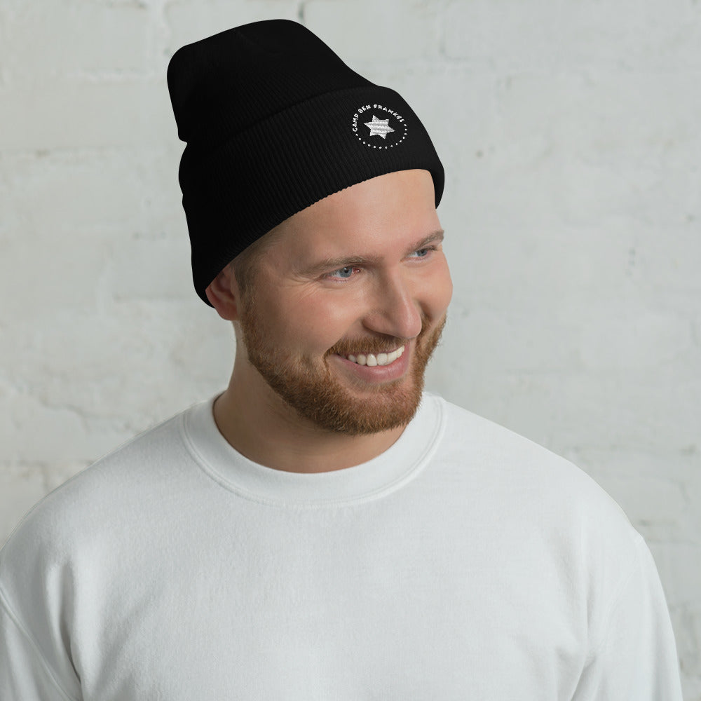 Ben Frankel Black Cuffed Beanie for Men - Warm Winter Knit Hat for Outdoor Activities, Skiing, and Casual Wear