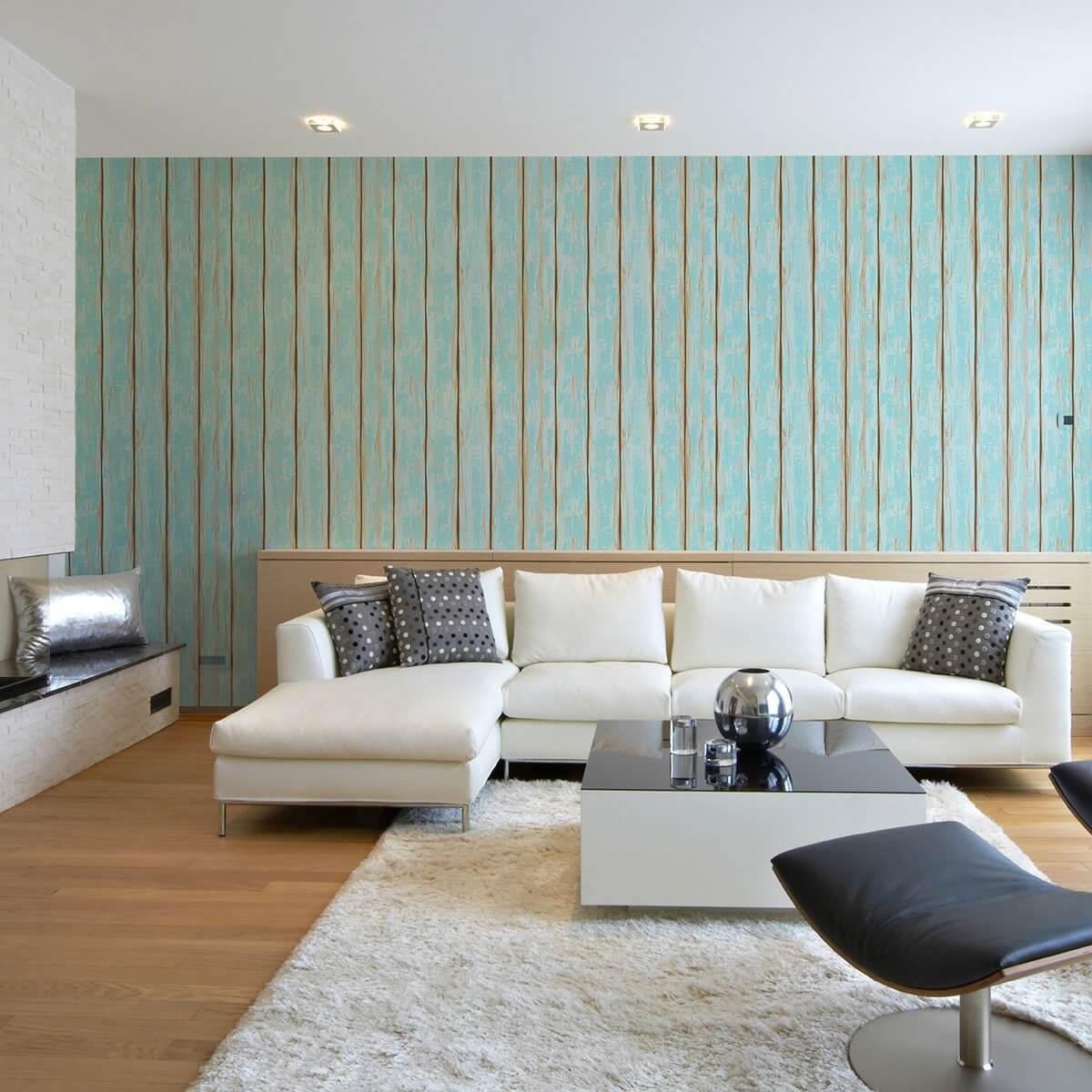 Turquoise Faux Wood Peel and Stick Removable Wallpaper 8825 - Self-Adhesive Decorative Wall Covering for Bedroom, Living Room & Office