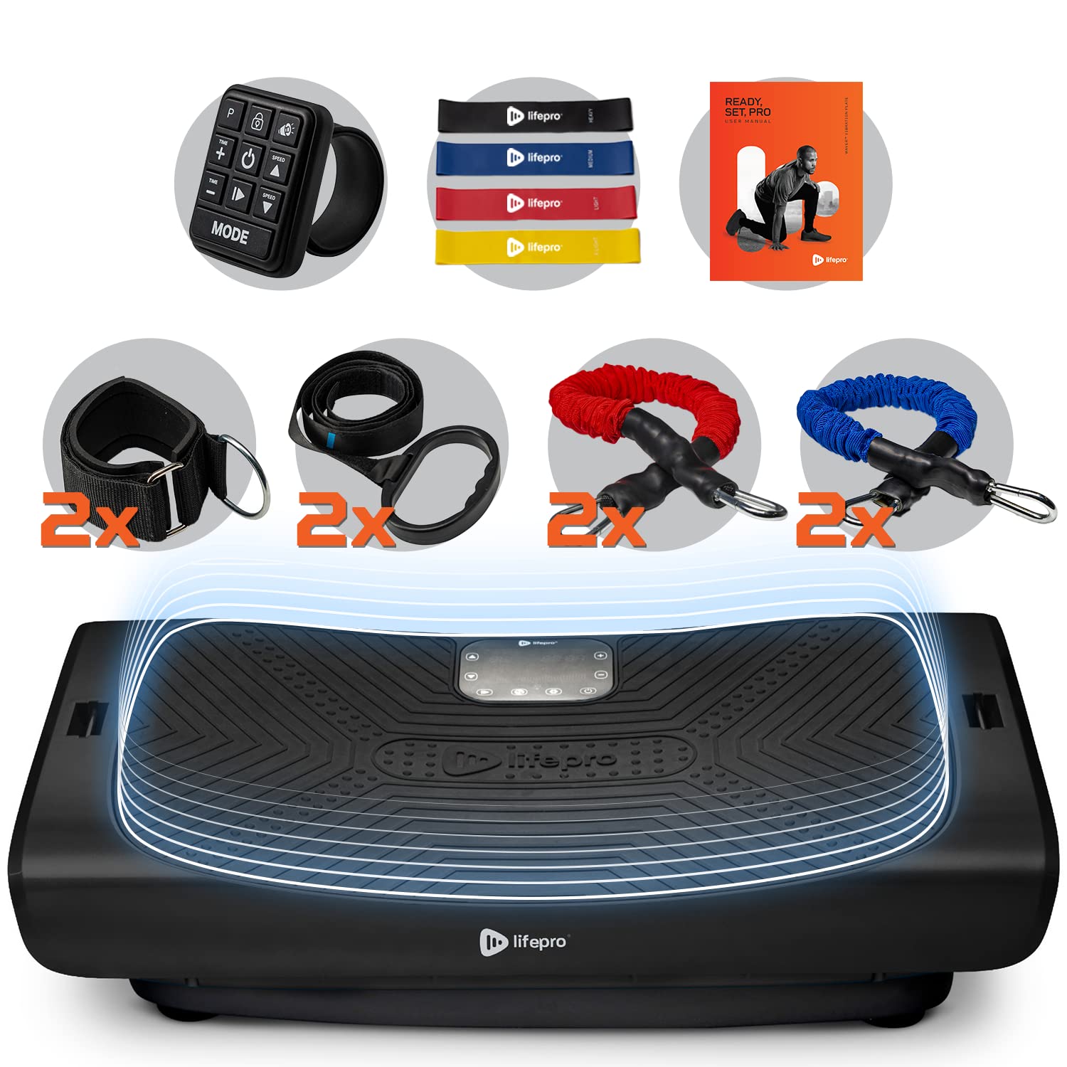 LifePro Rumblex 4D Pro Vibration Plate Machine - Whole Body Workout Platform for Home Fitness, Weight Loss & Muscle Toning - Includes Resistance Bands, Straps & Accessories - Perfect for Home Gym, Physical Therapy & Recovery Training
