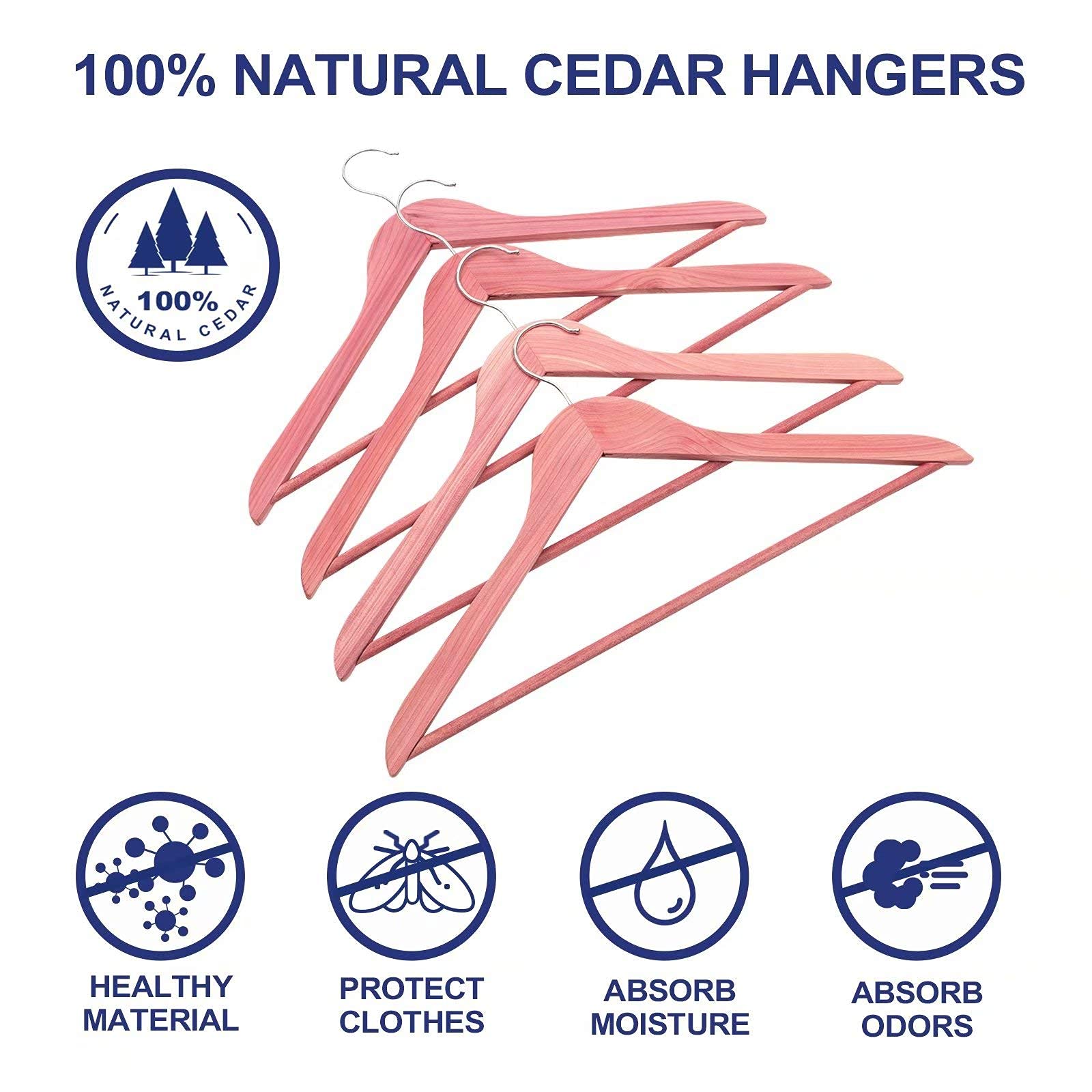 Natural Cedar Wooden Coat Hangers 18-Pack & Wicker Storage Baskets 3-Pack - Premium Closet Organization Set for Bedroom, Nursery, and Walk-In Closets