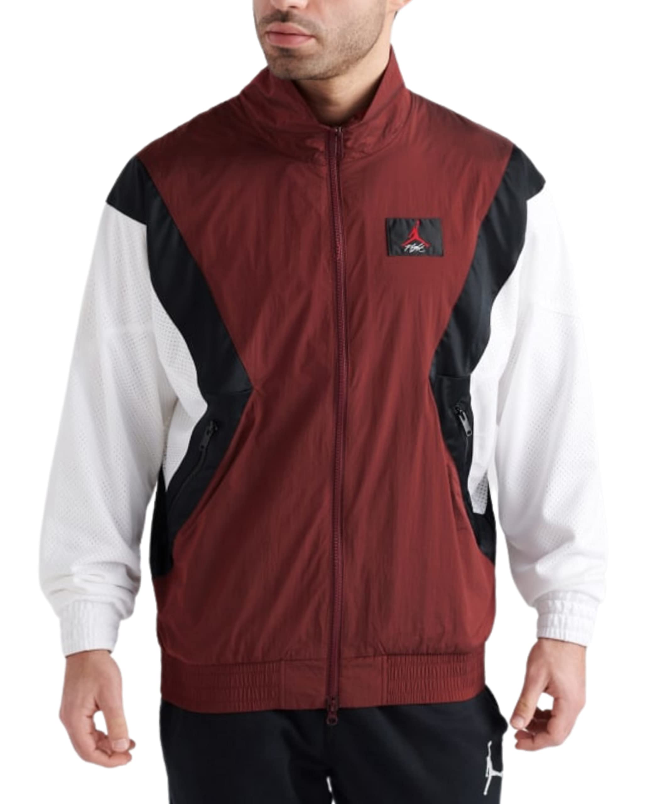 Nike Jordan Men's Full Zip Flight Warm Up Jacket AO0555-687 - Gym Red/White/Black - Lightweight Basketball Hoodie for Training & Streetwear