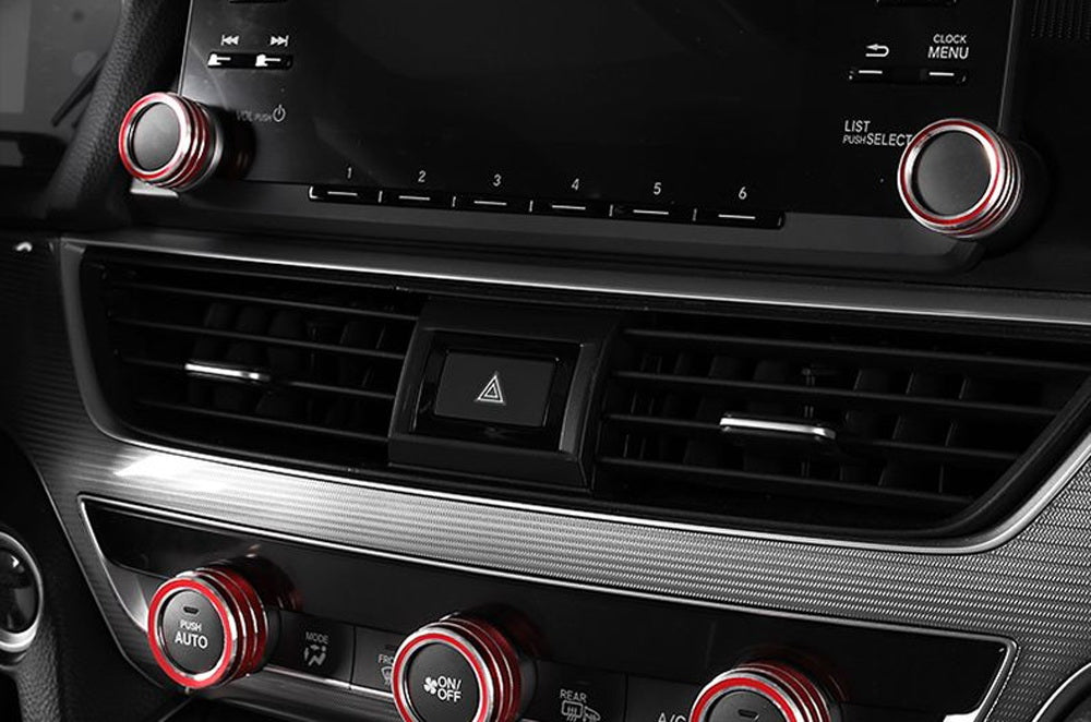 2PCS Red Stereo Audio Volume Control Knobs for 2018-2022 Honda Accord - Replacement Switch Covers for Car Radio & Dashboard (Perfect for DIY Car Interior Upgrades & Audio System Customization)