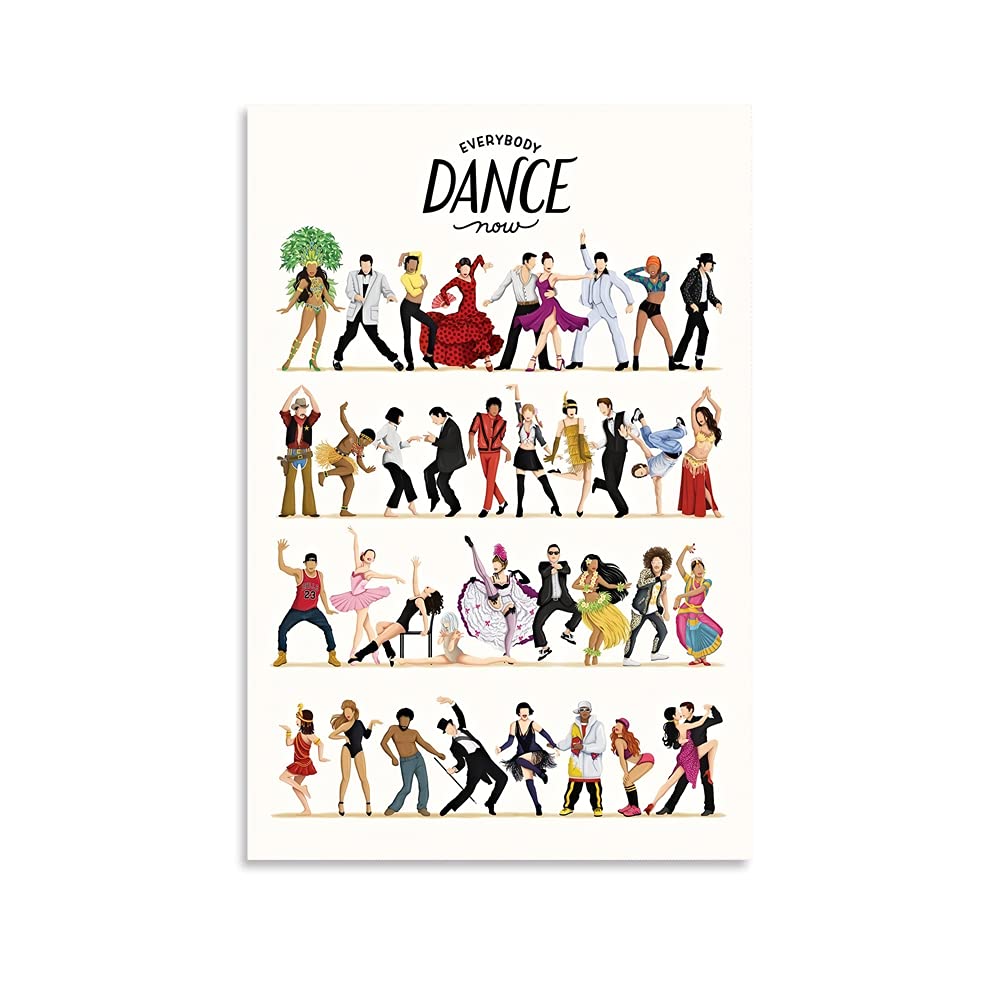Creative Dance Poster - Everybody Dance Wall Art Canvas Painting for Living Room & Bedroom Decor - 16x24 Inches (40x60cm) - Modern Home & Office Wall Decor for Dance Lovers