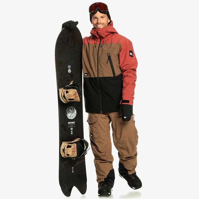 Quiksilver Sycamore Snow Jacket for Men & Women - Waterproof Winter Coat for Skiing, Snowboarding & Outdoor Adventures (Burgundy/Brown/Black)
