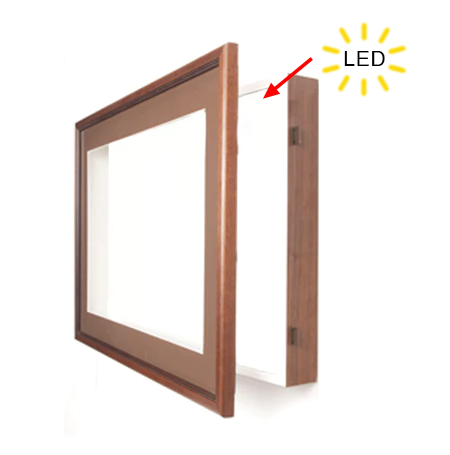 Designer Wood Frame Shadowbox Swing Frames 3 Deep with Interior Lighting - Perfect for Home Décor, Wall Art Display, and Collectible Showcase