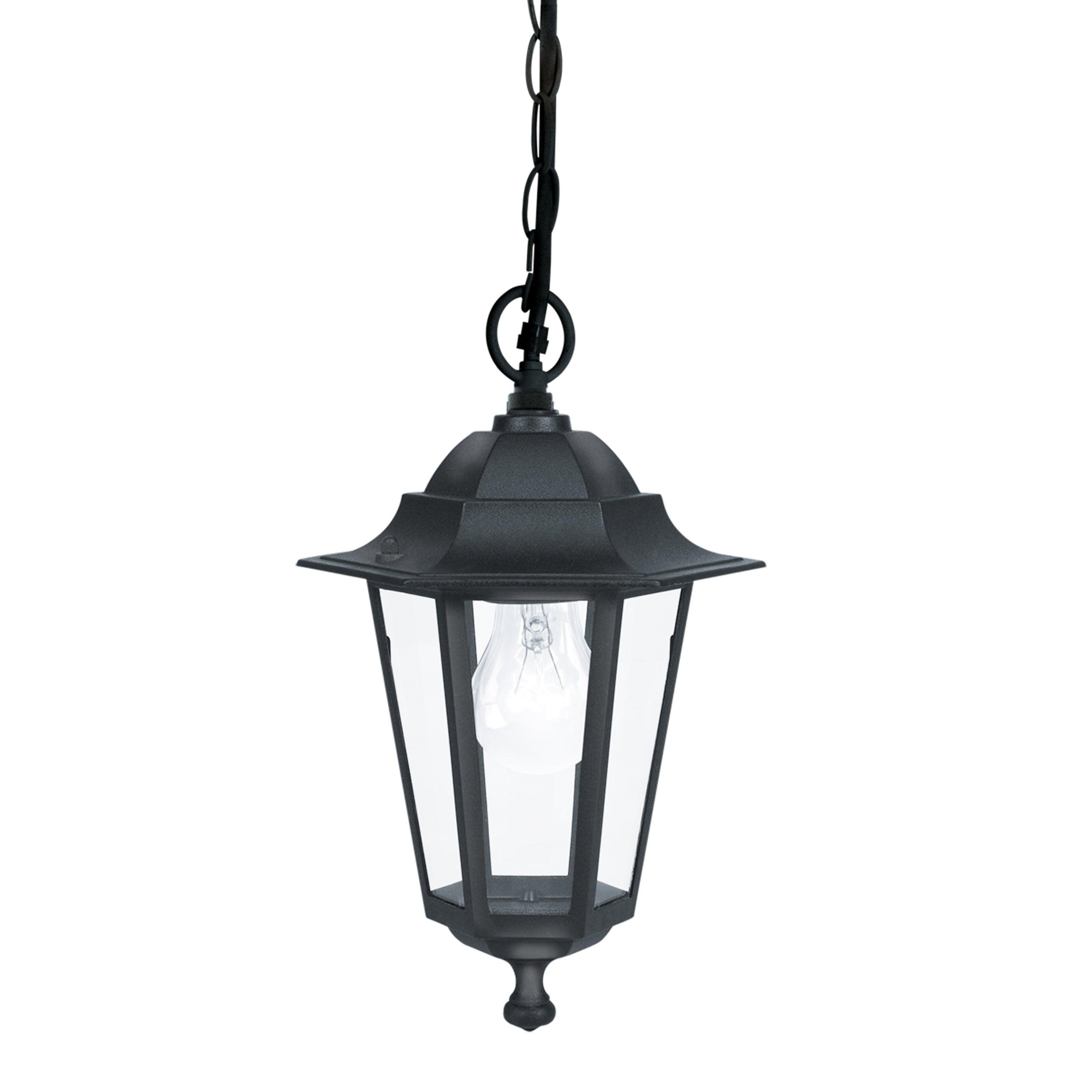 Eglo Laterna 4 IP44 Black Outdoor Ceiling Pendant Light - Waterproof Hanging Fixture for Patio, Porch & Garden Lighting