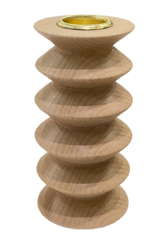 Handmade Totem Wooden Candle Holder Set of 2 - Medium Size for Home Decor, Wedding Centerpieces & Boho Table Decorations