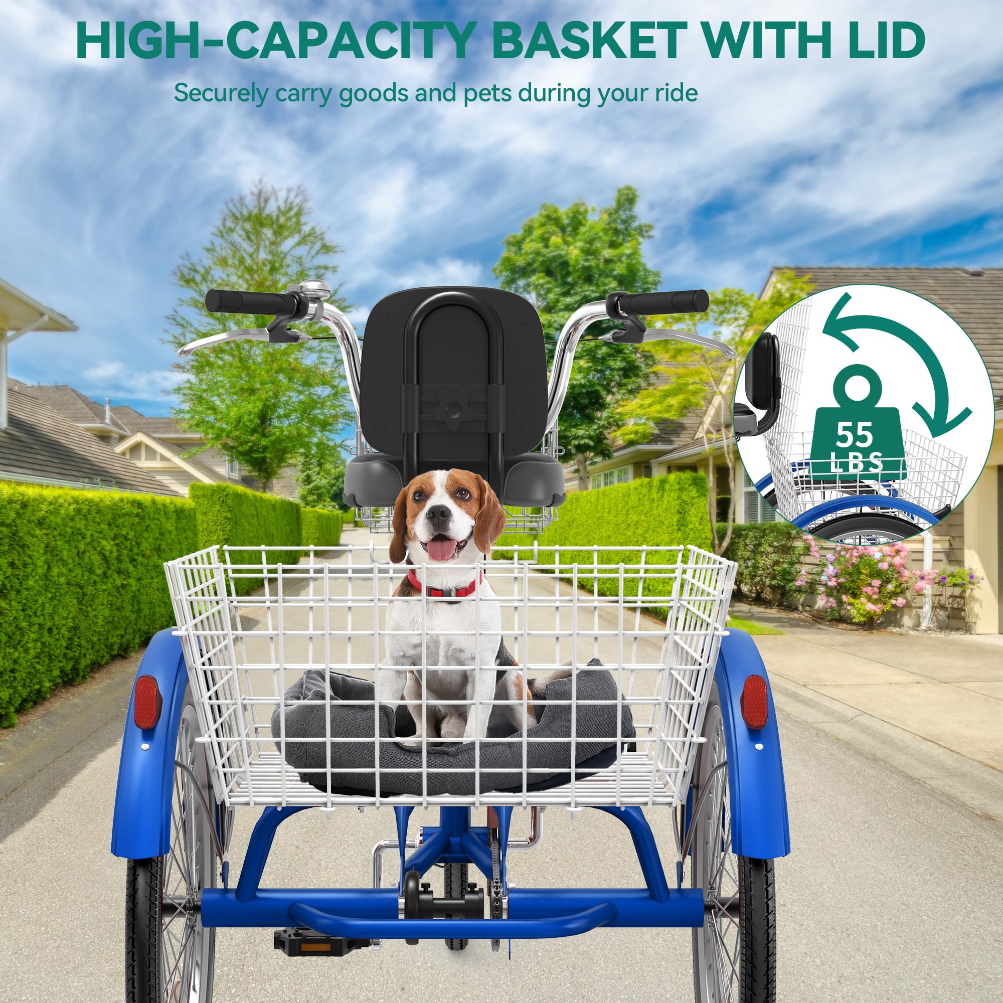 **YITAHOME Adult Tricycle - 24 & 26 Inch 3 Wheel Bikes, 1 Speed Trike for Seniors, Women & Men - Removable Baskets - Perfect for Shopping, Picnics & Outdoor Sports**
