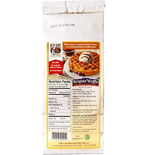 New Hope Mills Non-GMO Belgian Waffle Mix - Authentic Flavor - 16oz (2 Pack) - Perfect for Breakfast, Brunch & Family Gatherings