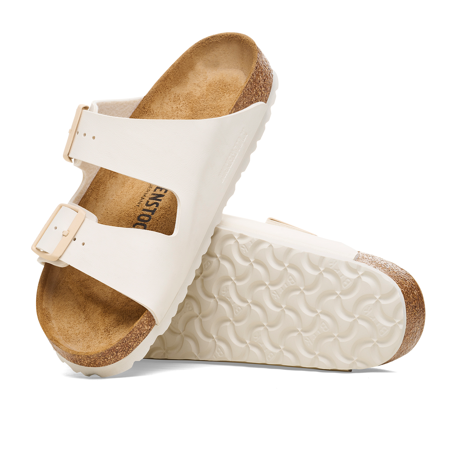Birkenstock Arizona Narrow Slide Sandals for Women - Eggshell Birko-Flor Comfortable Arch Support | Perfect for Beach, Pool, and Summer Outfits