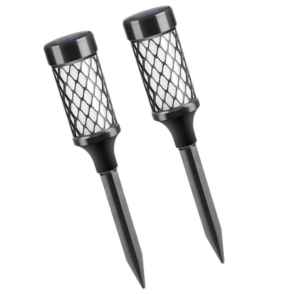 OSALADI 2-Pack Solar Powered LED Outdoor Lights – Waterproof Landscape Lighting for Garden, Patio, Walkway & Pathway | Durable Black Spike Design for Courtyard & Lawn Decoration (Weather Resistant)