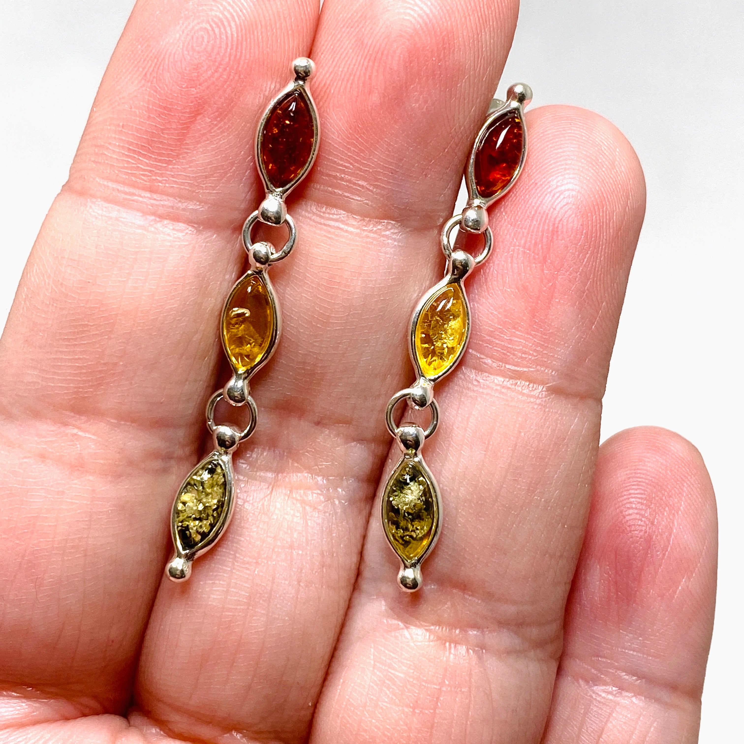 Natural Baltic Amber Multi-Stone Stud Earrings for Women - Handcrafted Mixed Gemstone Jewelry - Perfect for Everyday Wear & Special Occasions