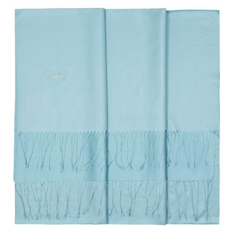 Aker's Light Blue Silk Shawl with Swarovski Crystals - Elegant Women's Scarf for Weddings, Parties & Evening Events