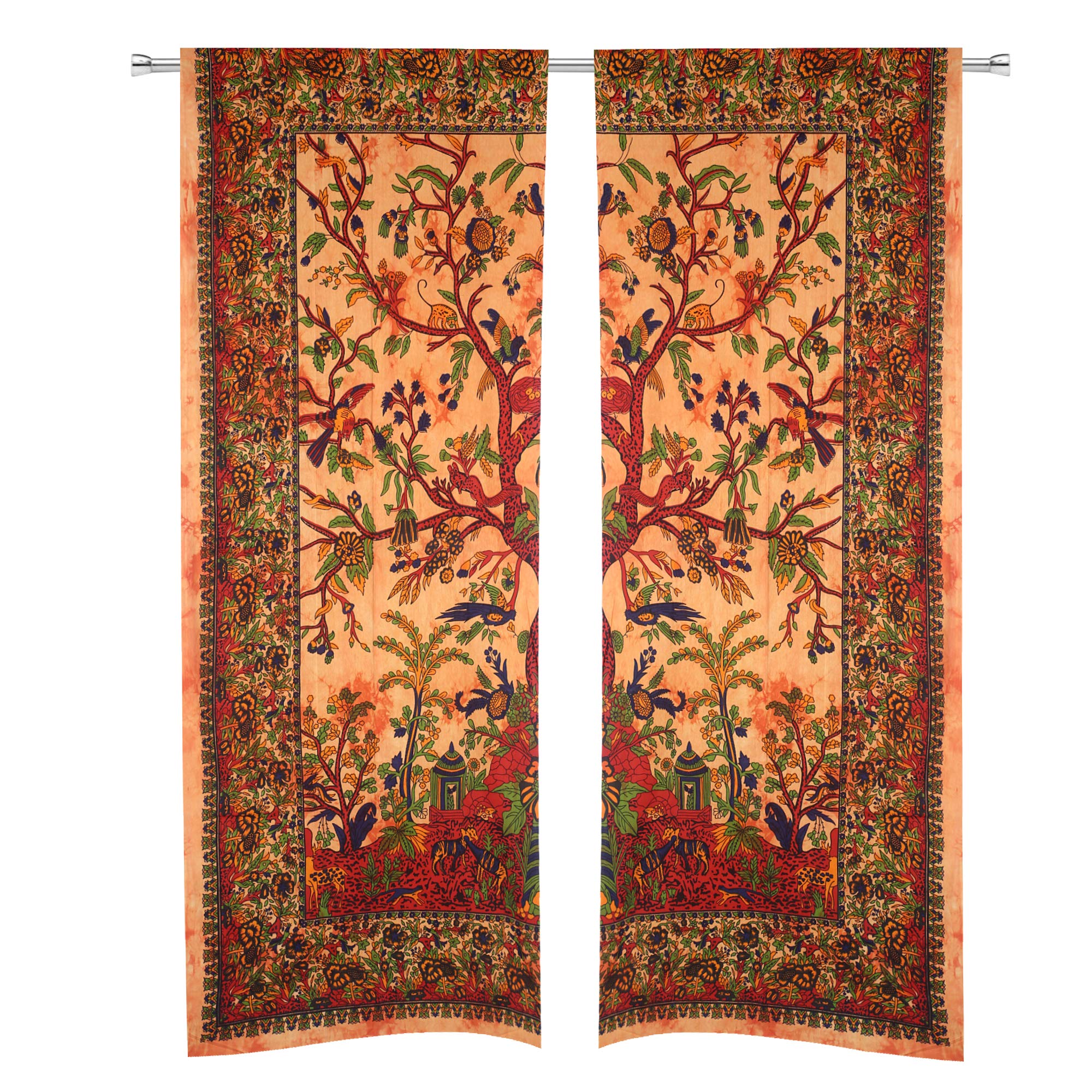 Hippie Bird Tapestry Curtains 80x82