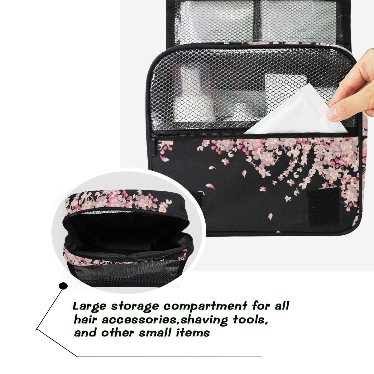ALAZA Hanging Travel Toiletry Bag - Waterproof Cosmetic Organizer with Hook for Makeup, Toiletries & Jewelry | Perfect for Vacation, Gym & Business Trips