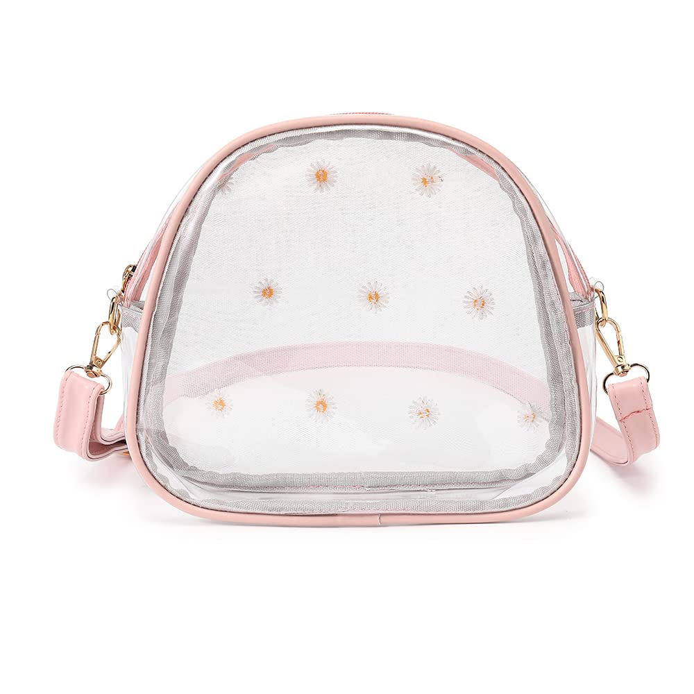 LOXOMU Clear Crossbody Bag for Women - Small Transparent Shoulder Purse, Stadium Approved See-Through Handbag for Concerts, Festivals & Travel