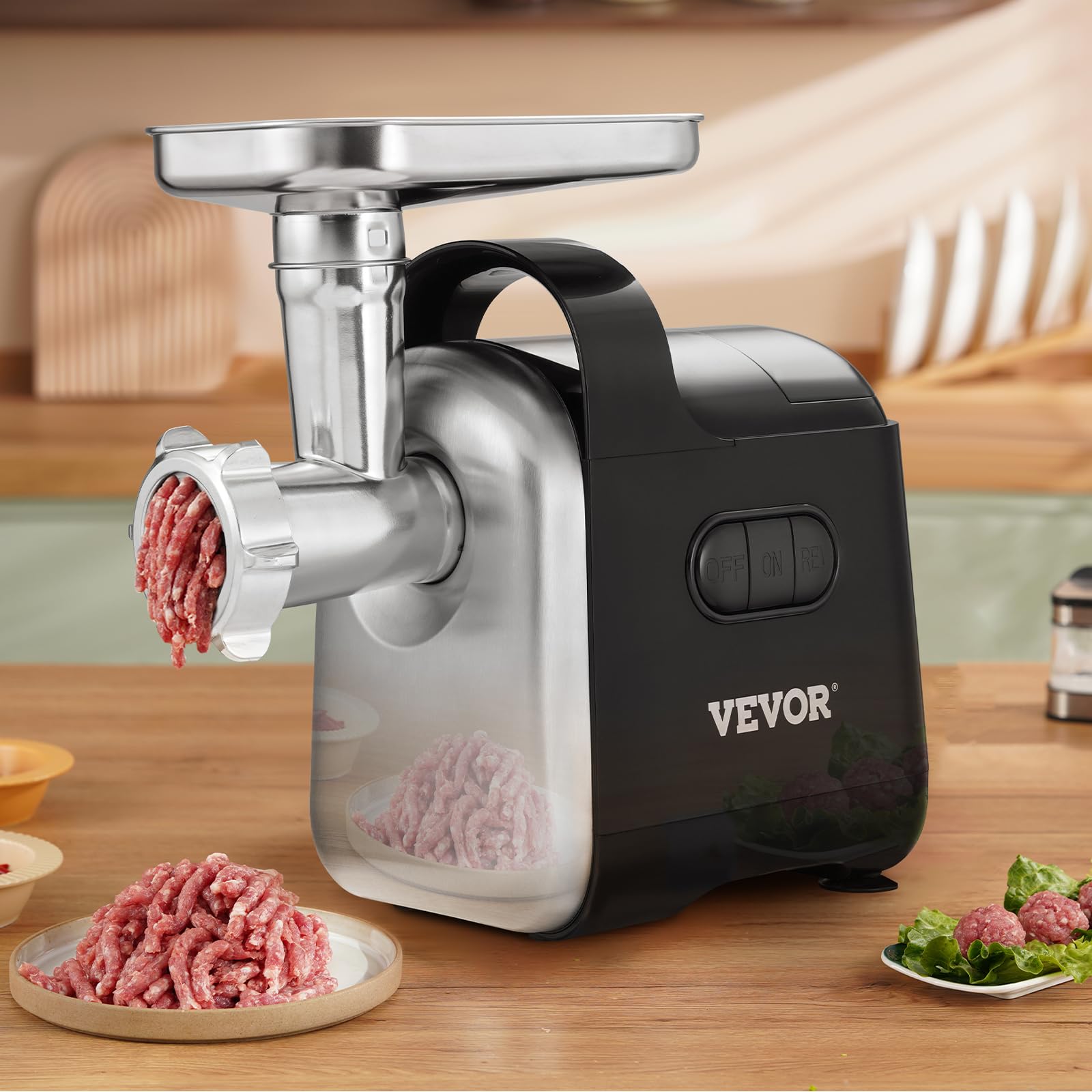VEVOR 550W Commercial Electric Meat Grinder - 6.6 Lb/Min Industrial Meat Mincer with 3 Grinding Plates, 2 Blades & Sausage Stuffer Kit - Heavy Duty Stainless Steel & ABS Construction - ETL Certified for Home Butchering, Restaurant & Deli Use