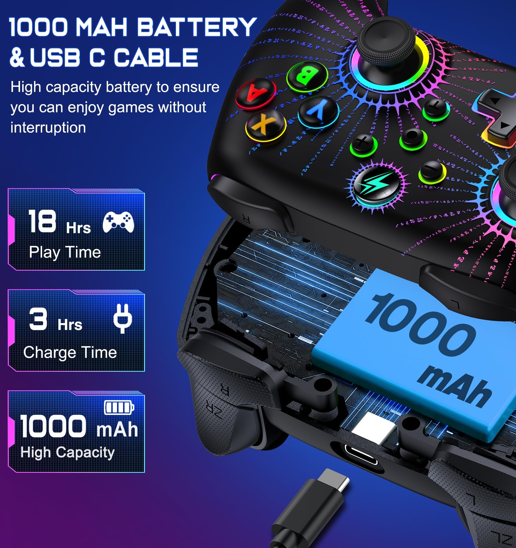 Wireless Pro Controller for Nintendo Switch/Switch Lite/Switch OLED - Compatible with iOS, Android & Windows PC - Programmable Macro, Turbo, Motion Control, Vibration & Wake Up Function - Perfect for Gaming, Streaming & Multiplayer Sessions
