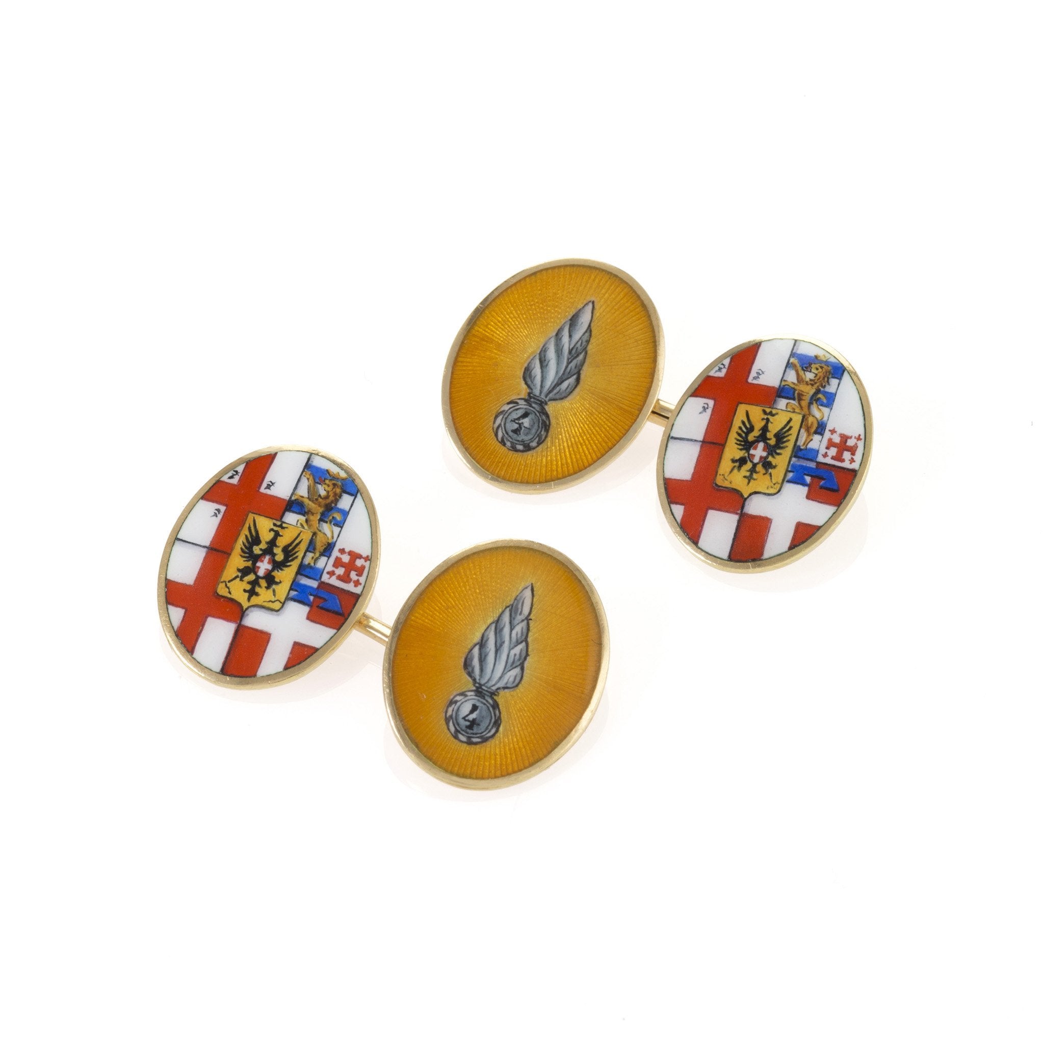 Granero Torino Heraldic Enamel Cufflinks for Men - Elegant Dress Shirt Accessories for Weddings, Business & Formal Occasions