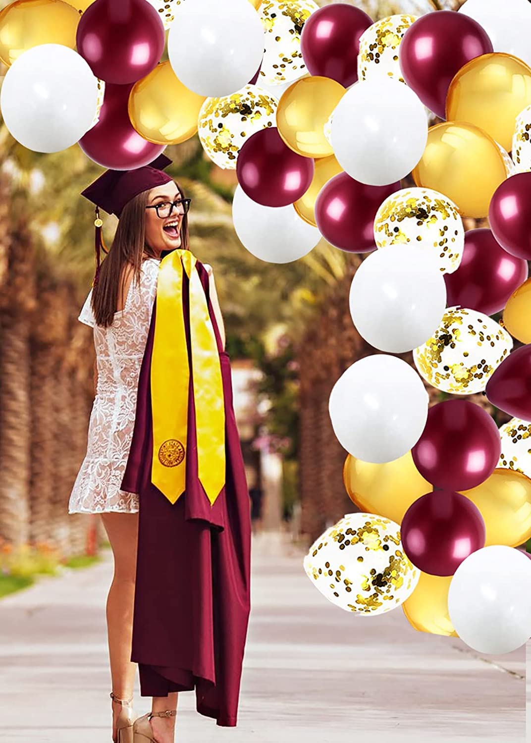 2025 Maroon & Gold Graduation Balloons - 30Pcs Burgundy White Gold Party Decorations for Graduation, Birthday & Wedding Celebrations - Perfect for Graduation Parties, Birthday Decor & Wedding Receptions
