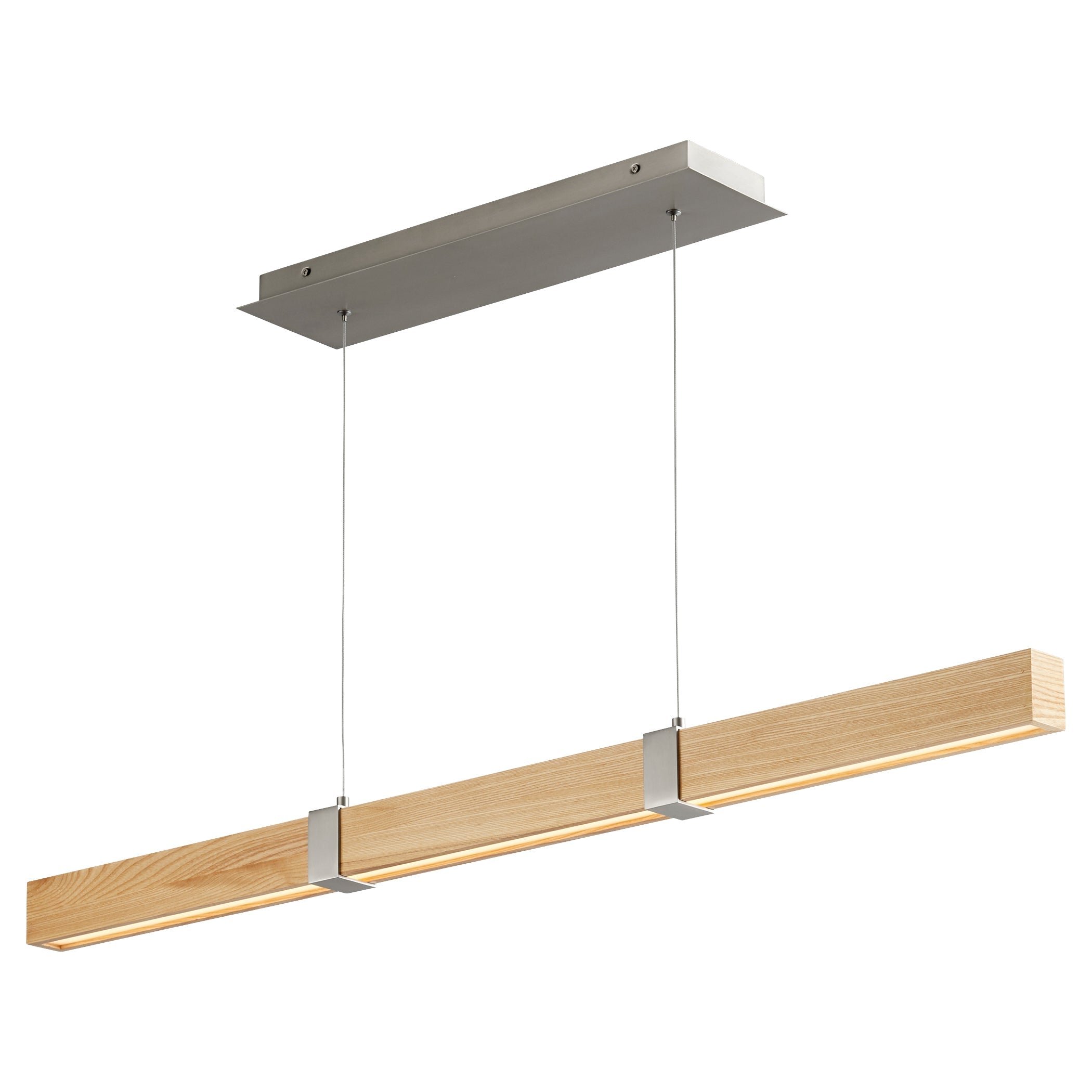 Oxygen Decca 3 48 5224 Modern Pendant Light Fixture in Satin Nickel with White Oak Shade - Perfect for Dining Room, Kitchen Island, or Entryway Lighting