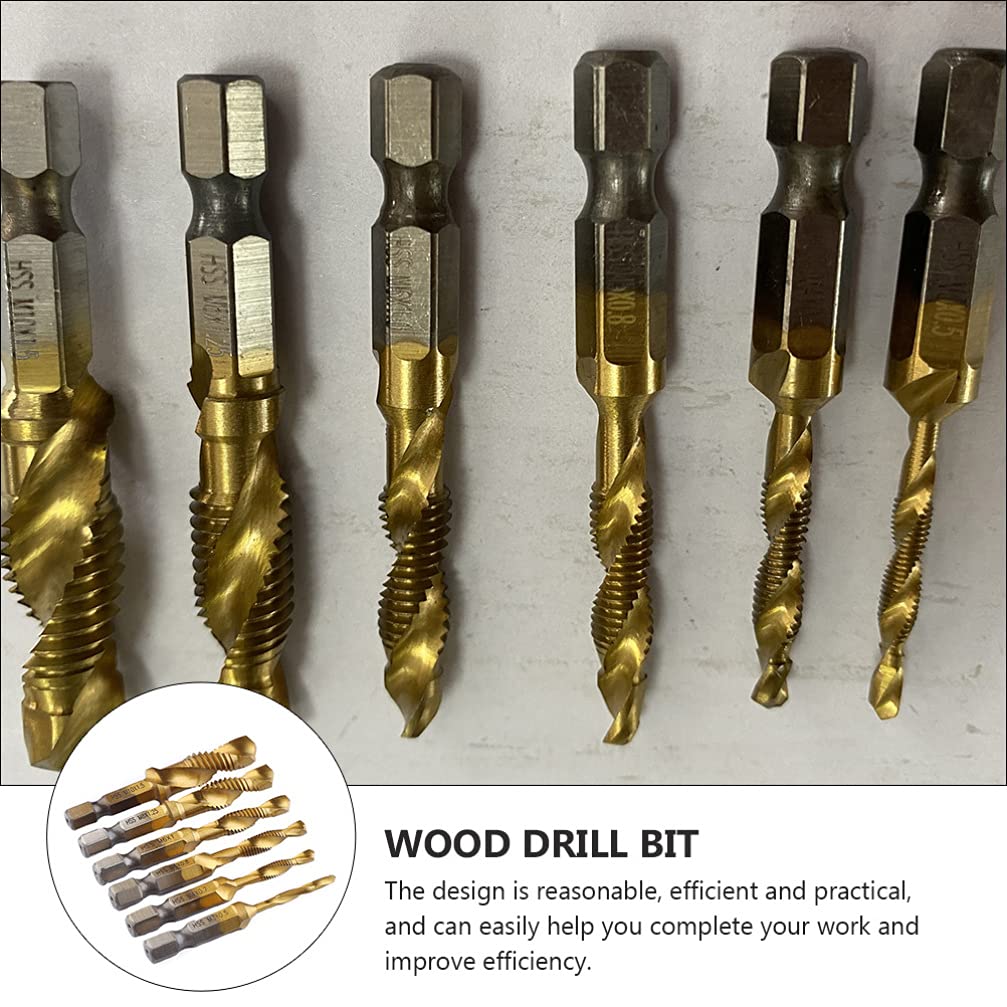 EXCEART 6-Piece Tapping Cone Drill Bit Set - High Speed Steel Wood Hole Drill Bits for Carpentry, Pocket Hole Drilling & Woodworking - Perfect for DIY Projects, Furniture Making & Home Repairs