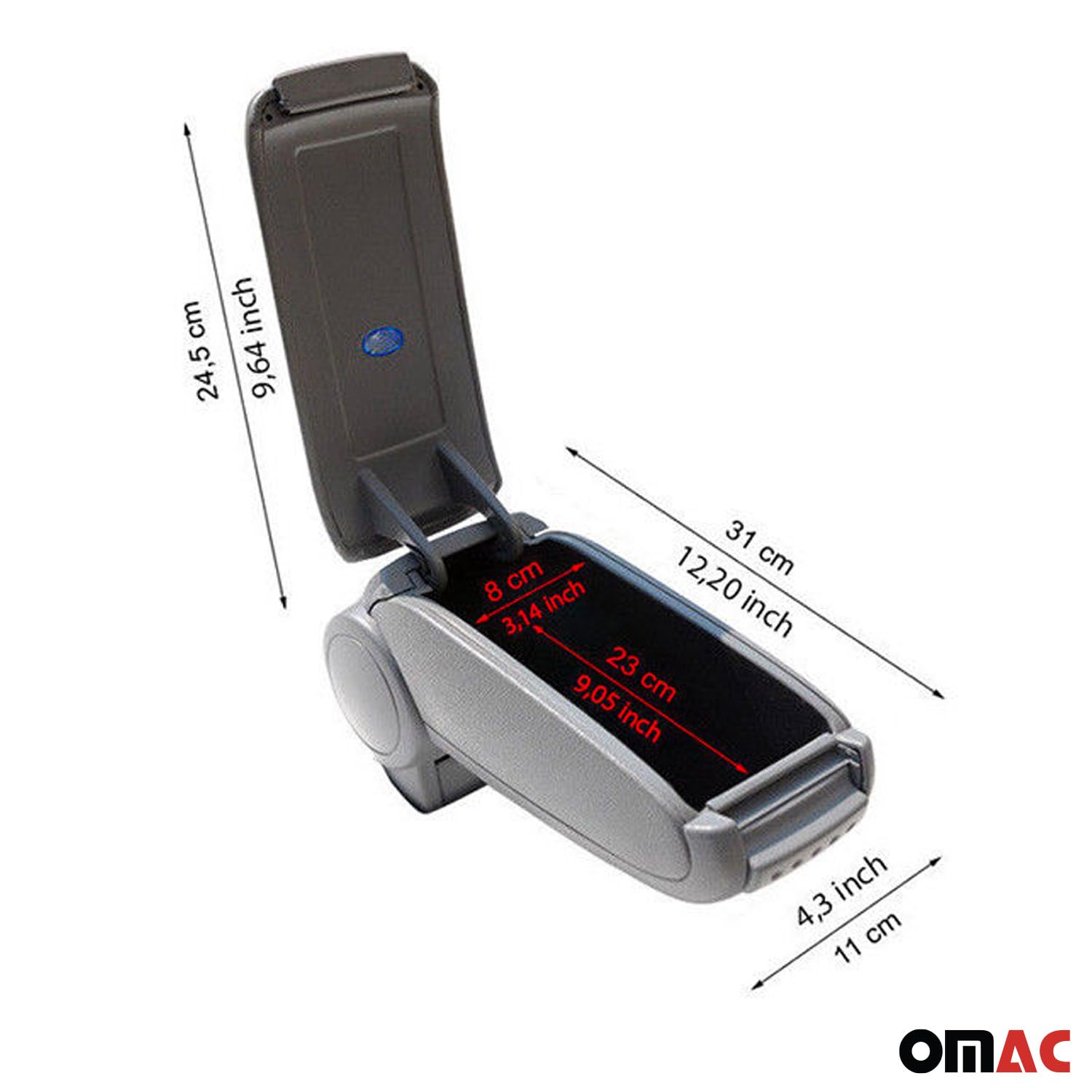 OMAC Gray Center Console Armrest Cover for Nissan Juke 2011-2017 - Durable PU Leather Replacement - Perfect for Car Interior Upgrade & Comfort Enhancement