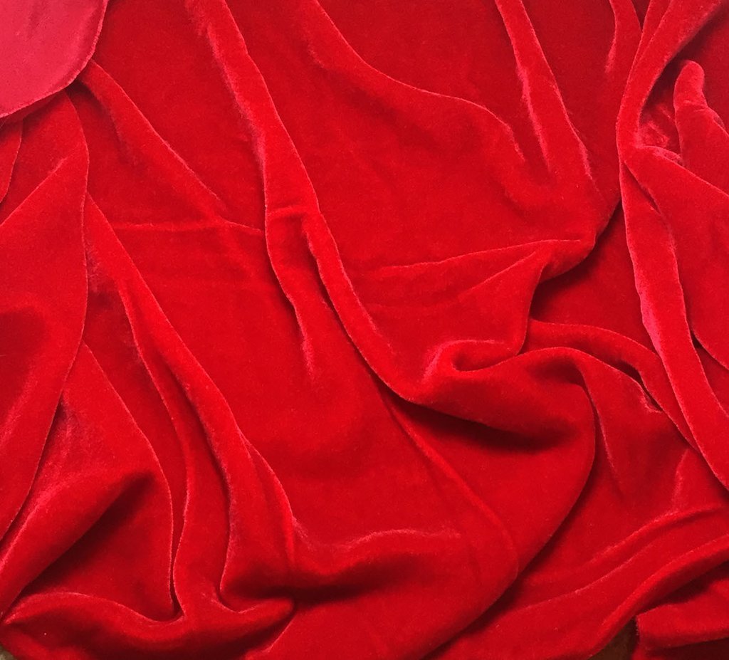Scarlet Red Silk Velvet Fabric - Premium Soft & Luxurious Material for Dresses, Curtains, Home Decor & DIY Crafts