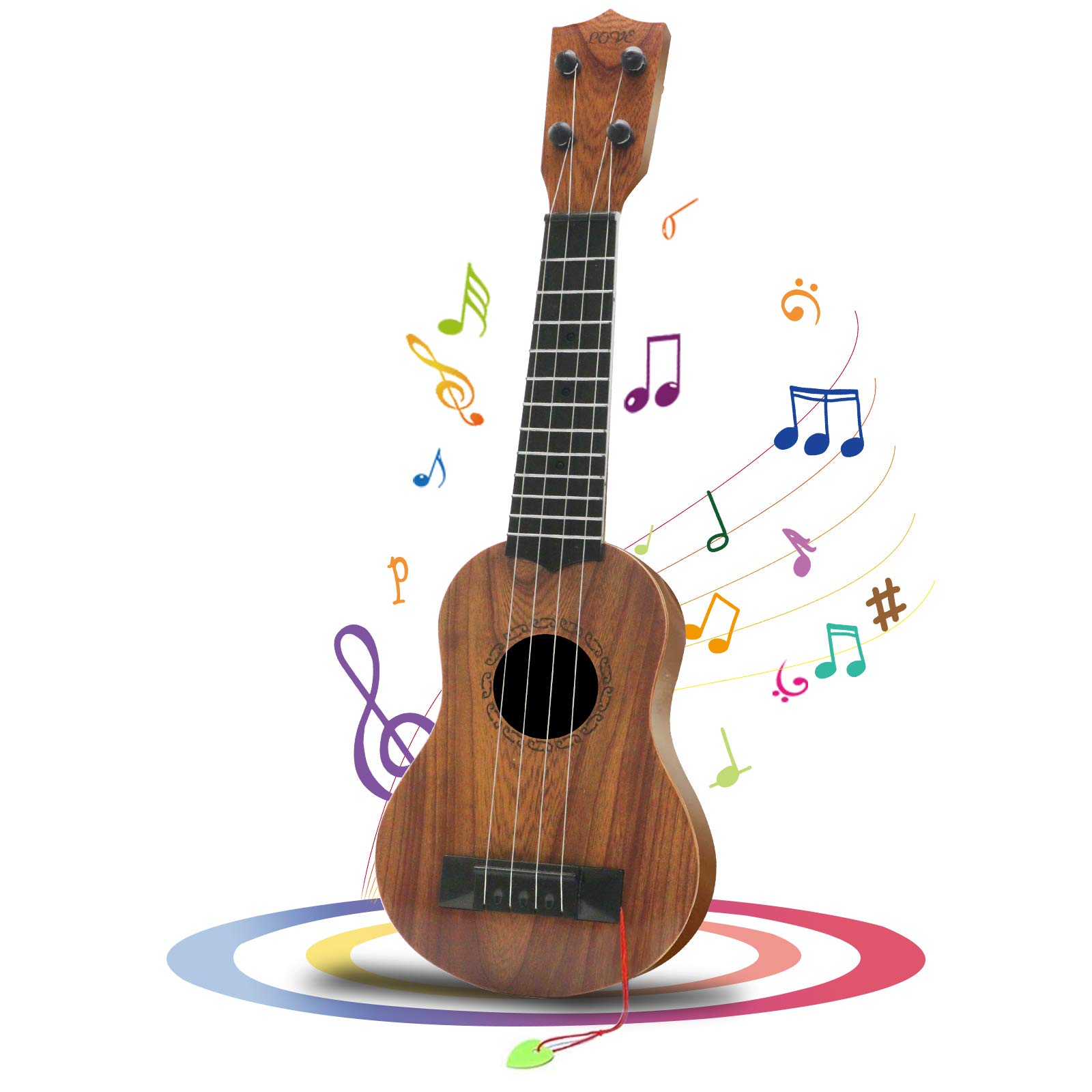 **17 Inch Kids Ukulele Guitar Toy with 4 Steel Strings & Pick - Wooden Musical Instrument for Preschool Children Ages 3-6 | Early Learning Educational Gift for Toddlers | Perfect for Birthday, Christmas & Music Playtime**