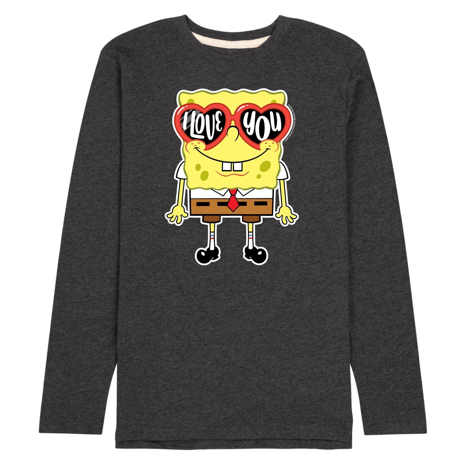 Spongebob Squarepants Valentine's Day Men's Long Sleeve Jersey T-Shirt - Funny Cartoon Graphic Tee for Casual Wear, Gift for Boyfriend & Fans - Hybrid Apparel