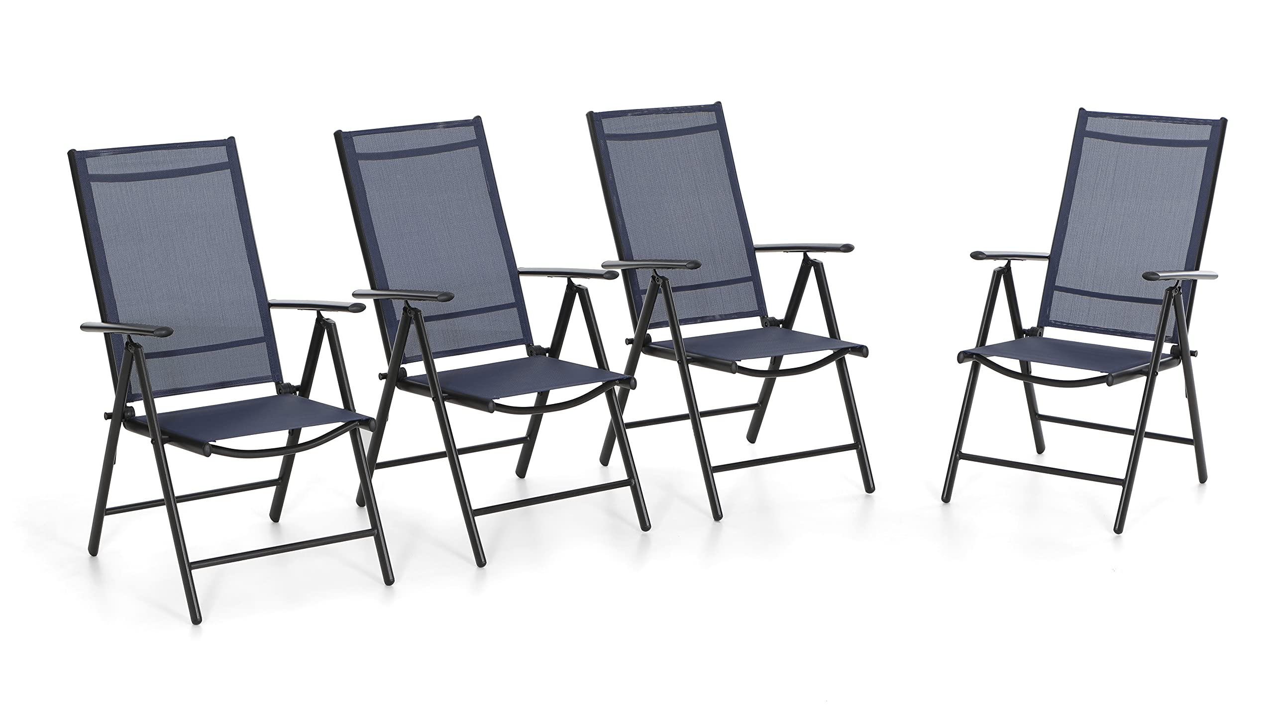 Sophia & William 4-Pack Outdoor Folding Chairs - Adjustable Patio Dining Chairs with 7-Level Reclining Backrest, Lightweight Portable Textilene Chairs in Blue - Perfect for Backyard BBQs, Beach Trips, and Camping Adventures