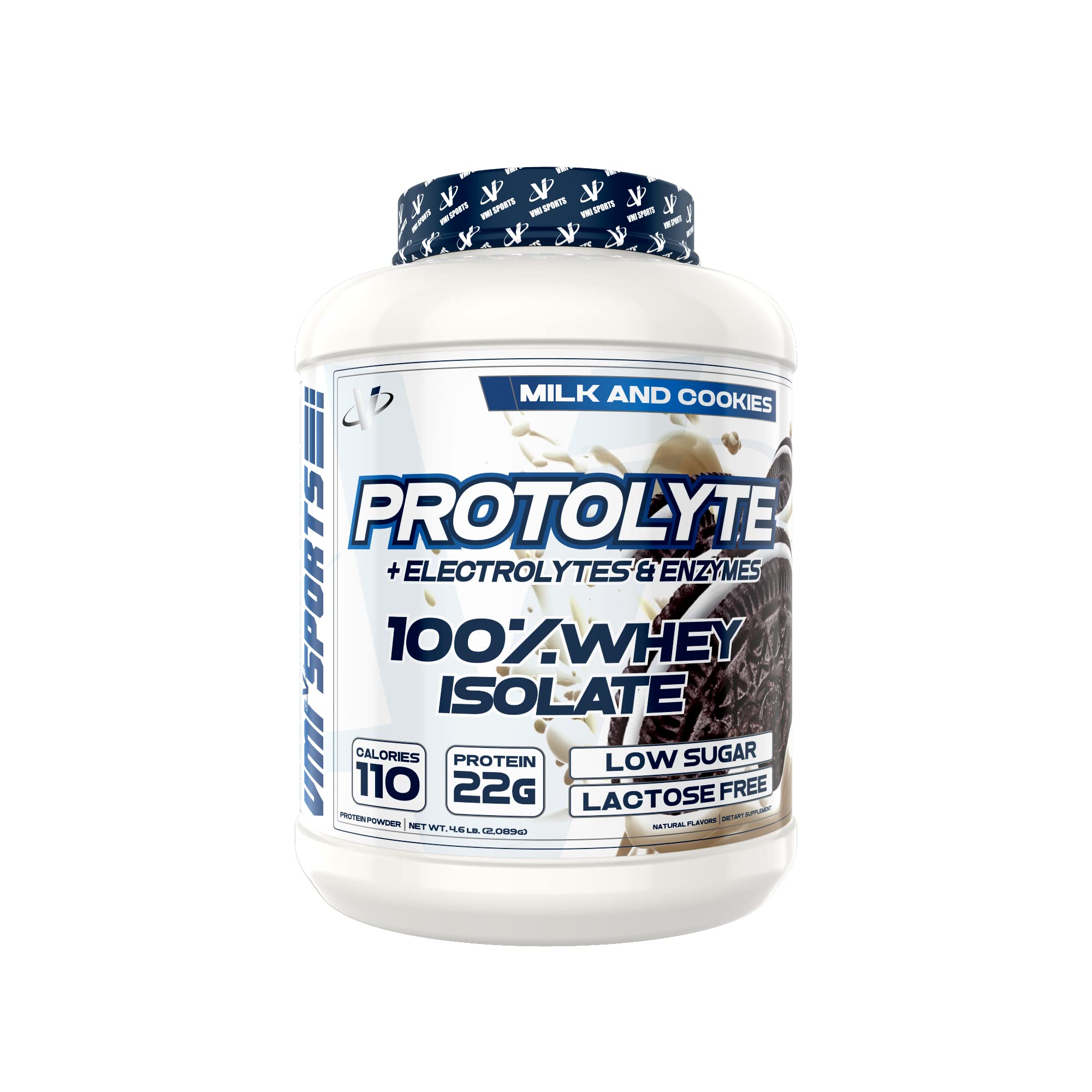 VMI Sports ProtoLyte Whey Isolate Protein Powder - Low Calorie Whey Protein for Weight Loss & Muscle Gain with Digestive Enzymes | Non-GMO, Gluten Free (Milk & Cookies Flavor, 4.6lb) | Perfect for Post-Workout Recovery & Healthy Meal Replacement