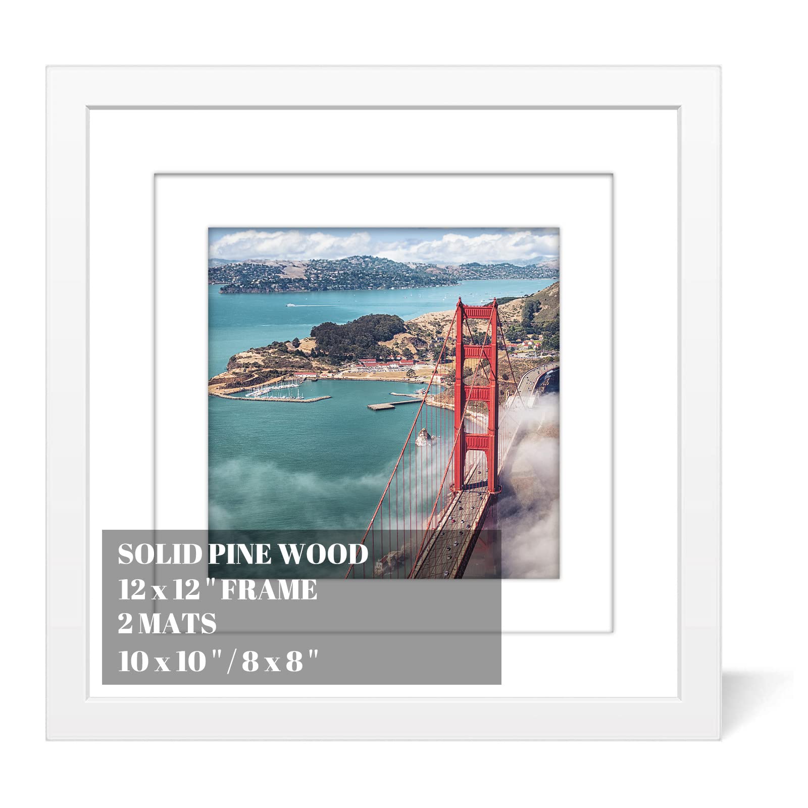 12x12 Wood Picture Frames - Wall or Tabletop Display for 8x8/10x10 Photos - Perfect for Home Decor, Weddings & Gifts